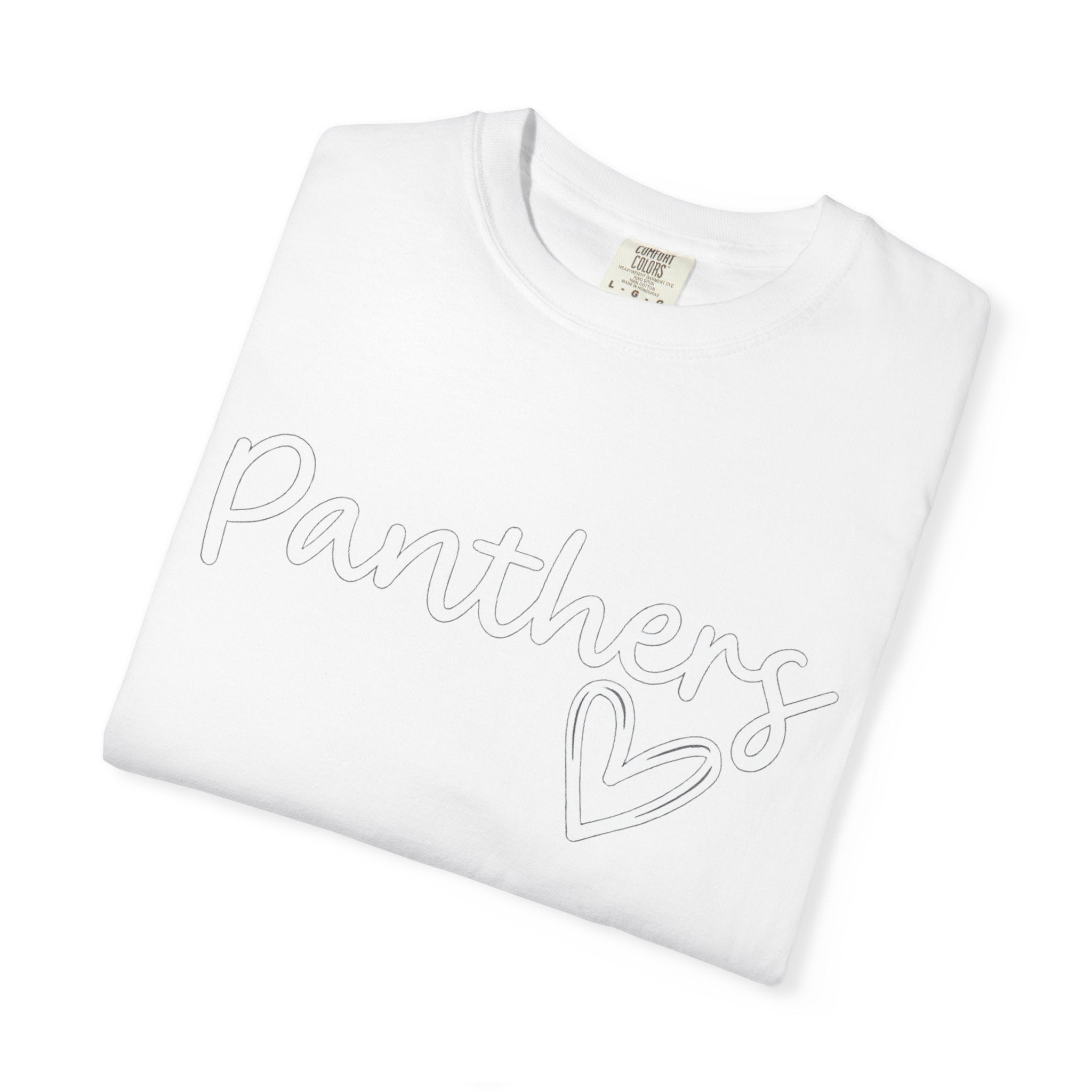 Panthers Heart T-Shirt — Cute Script School Spirit Tee