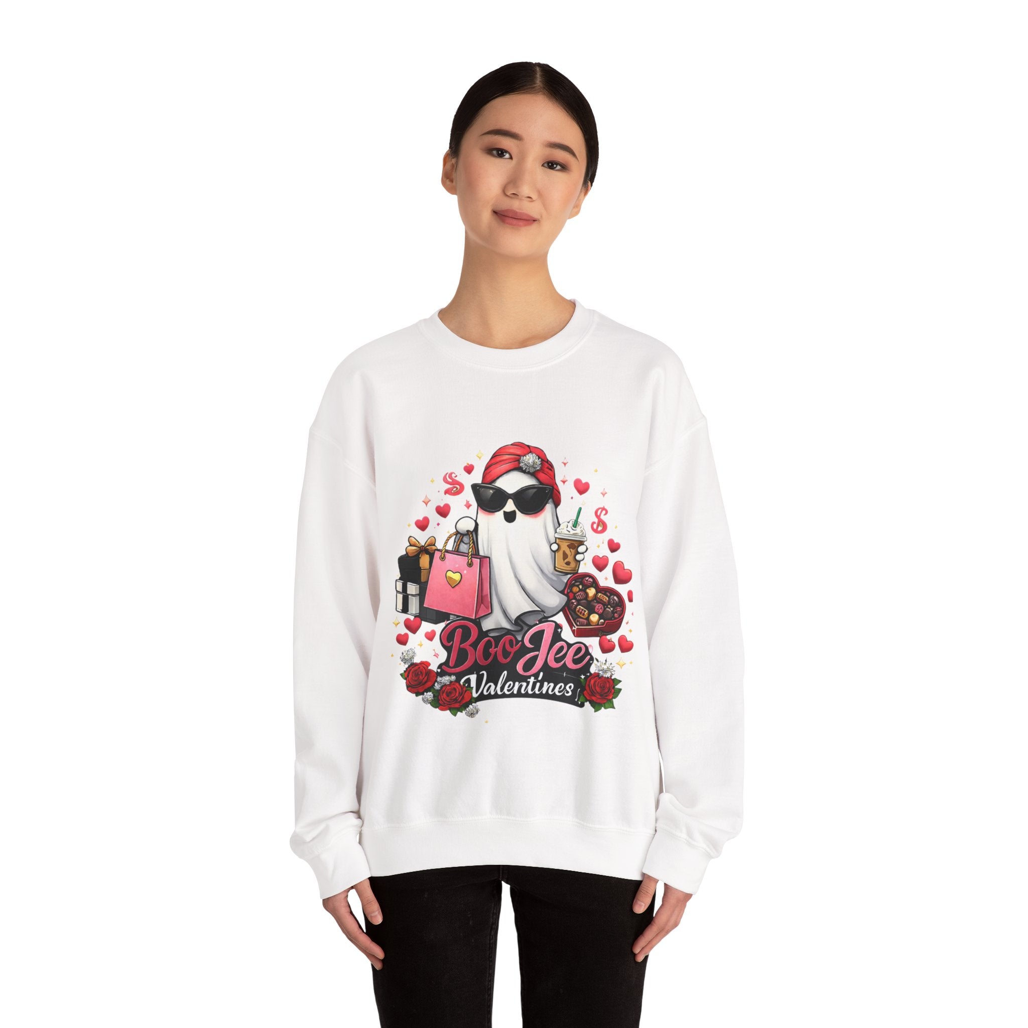 Valentine Boo Tee Sweatshirt — Cute Ghost Valentine Graphic Crewneck