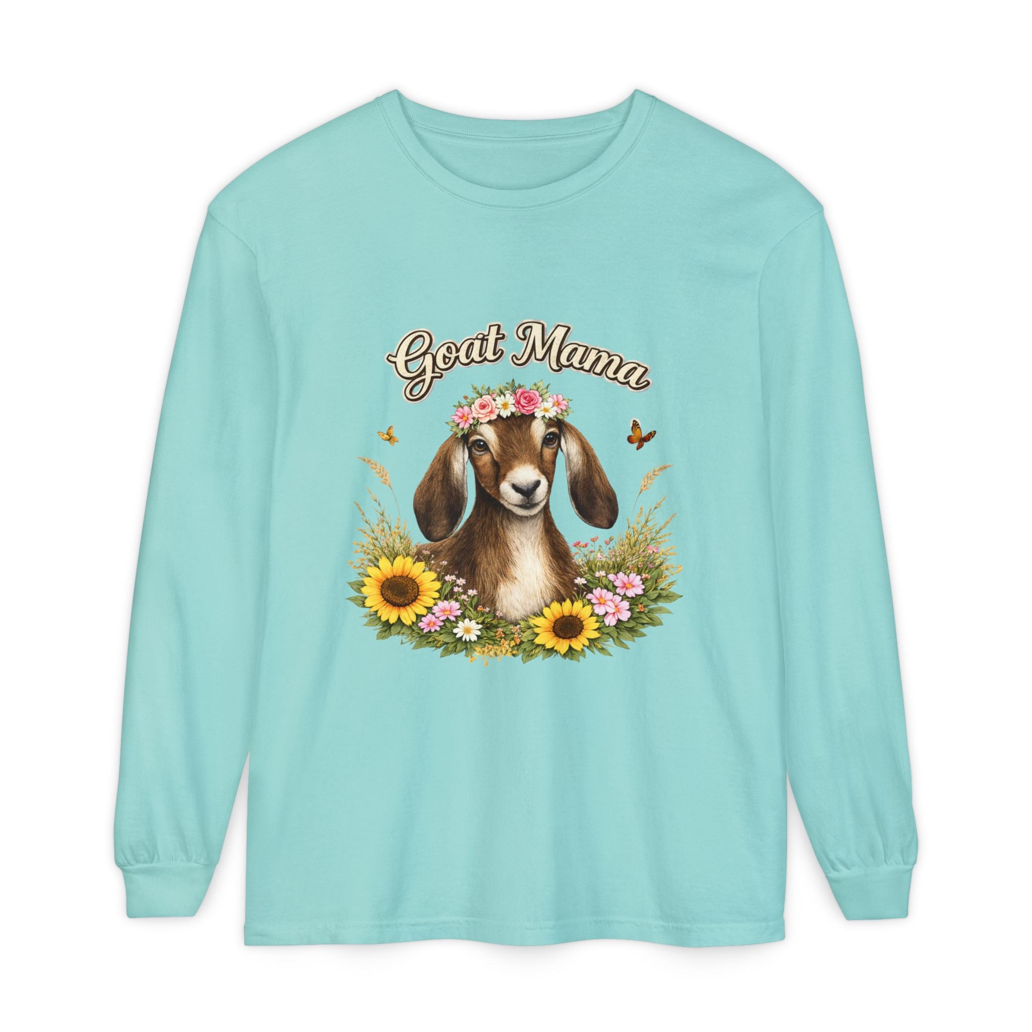 Goat Mama Long Sleeve Shirt — Floral Goat Mom Tee