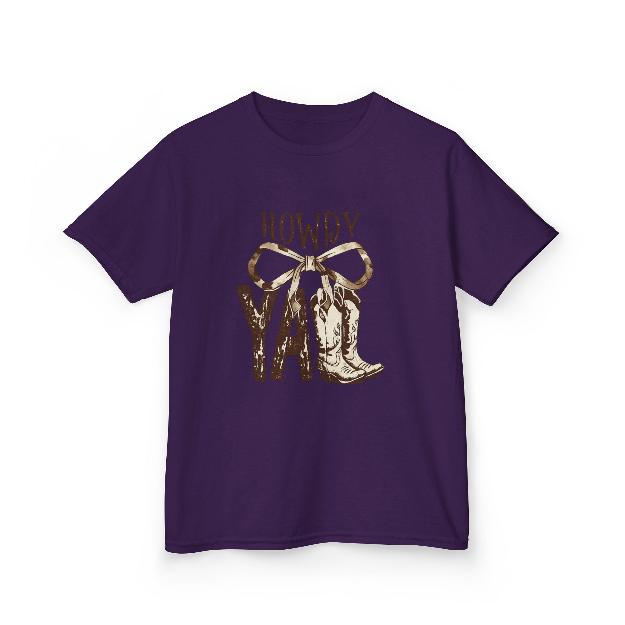 Howdy Y'all Kids T-Shirt — Western Cowboy Boot & Bow Graphic Tee