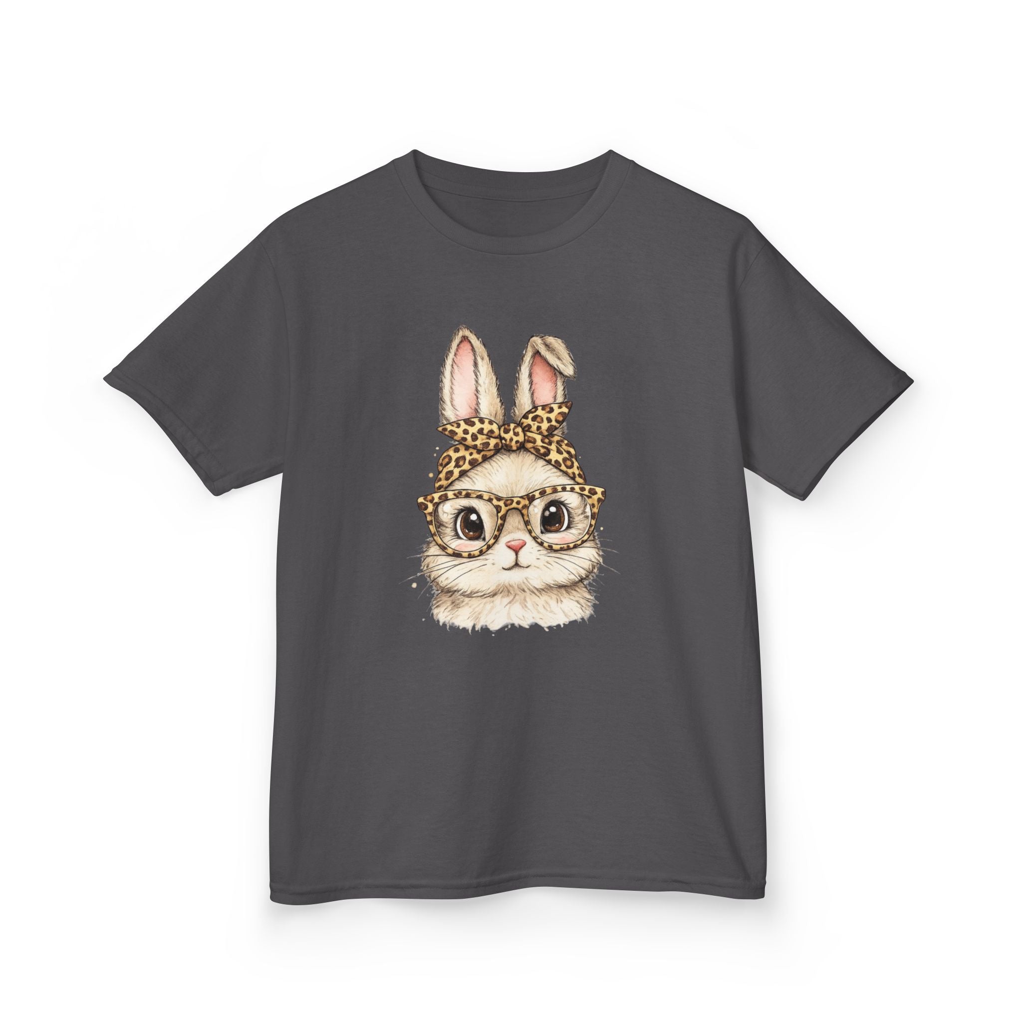 Kids Bunny with Glasses Tee — Cute Leopard Headband Rabbit Shirt for Children
