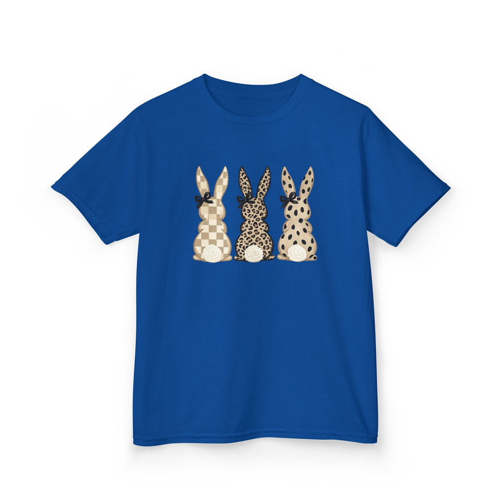 Kids Bunny Trio Tee — Neutral Patterned Easter Rabbit Shirt