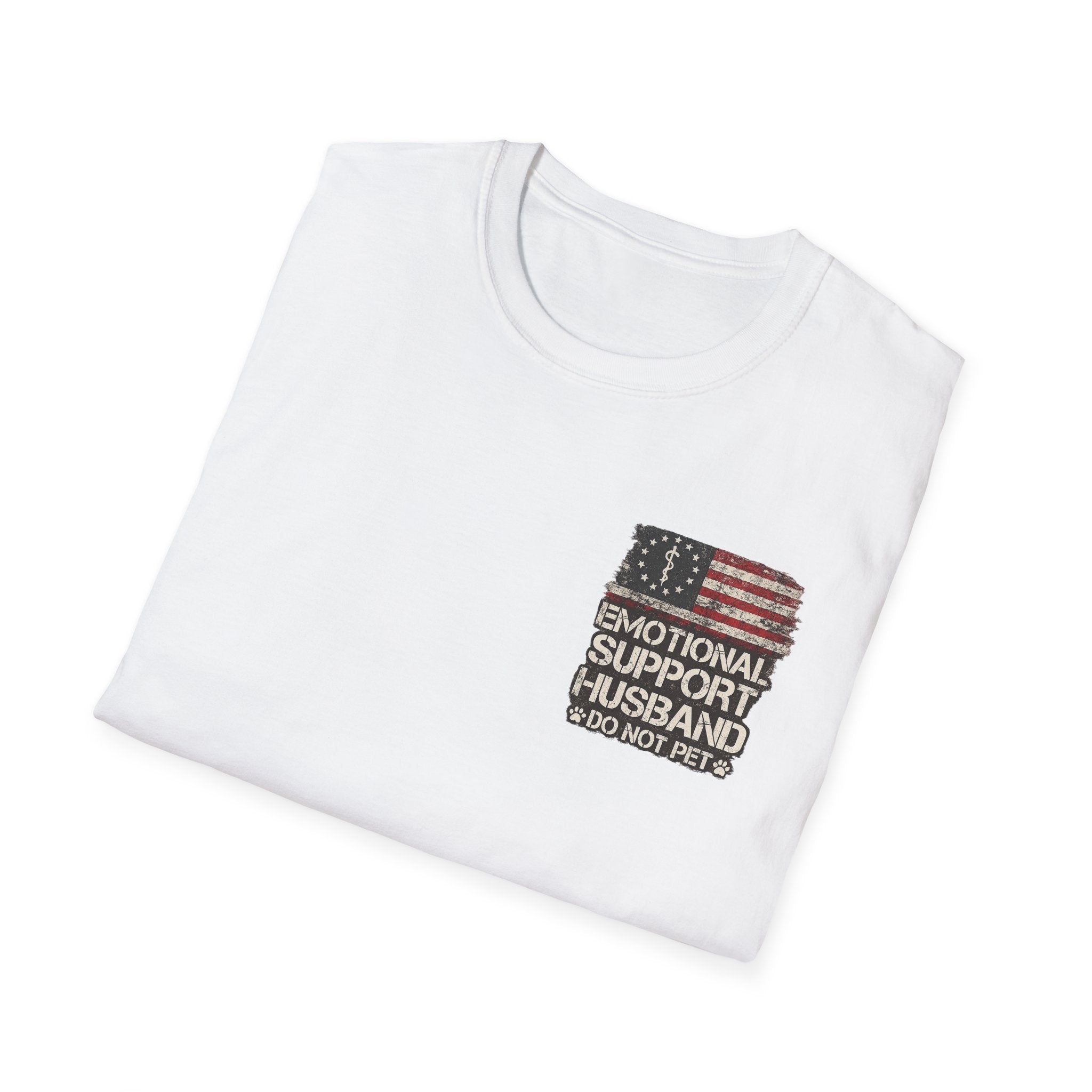 Emotional Support Husband T-Shirt — Patriotic "Do Not Pet" Graphic Tee