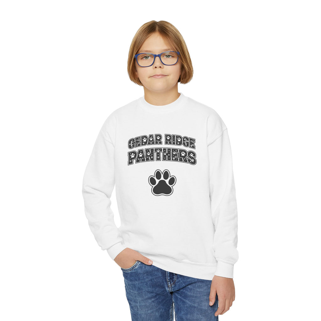 Youth Crewneck Sweatshirt — Cedar Ridge Panthers Paw Logo