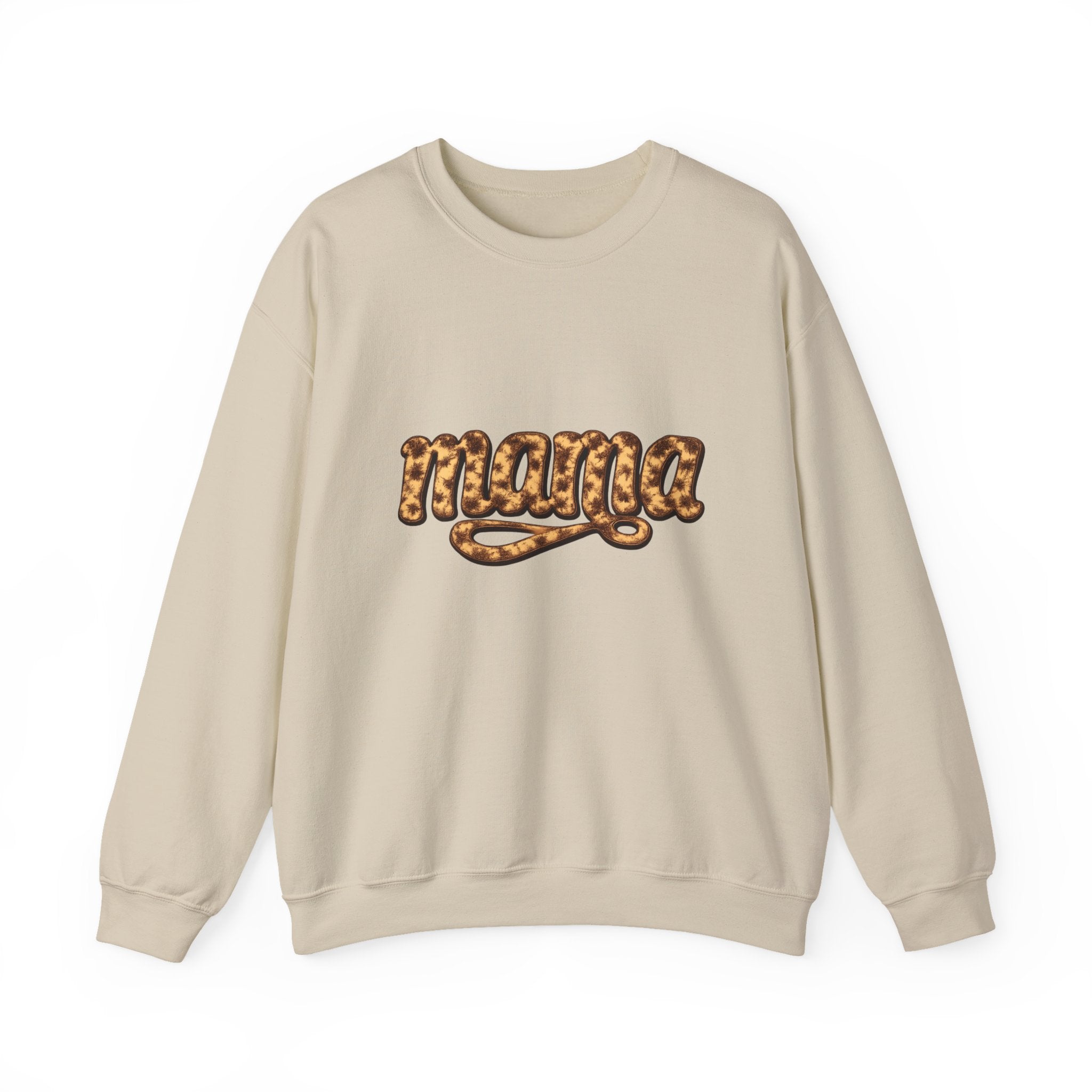 Mama Leopard Script Sweatshirt — Bold Animal Print Mom Crewneck