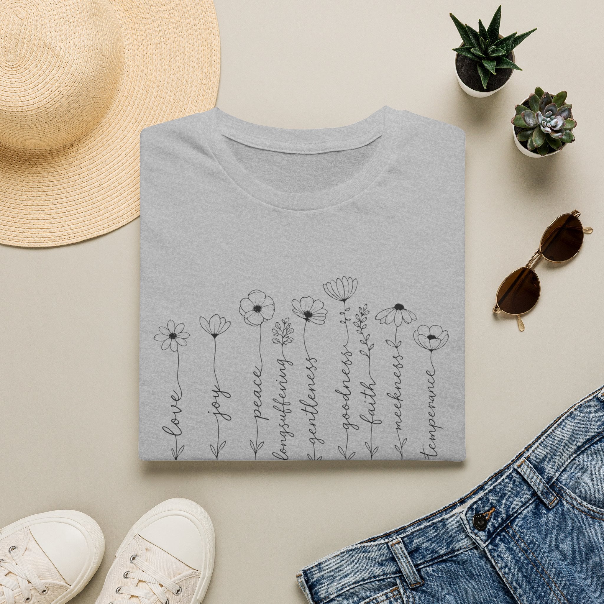 Fruits of the Spirit T-Shirt — Floral Scripture Design (Galatians 5:22-23)