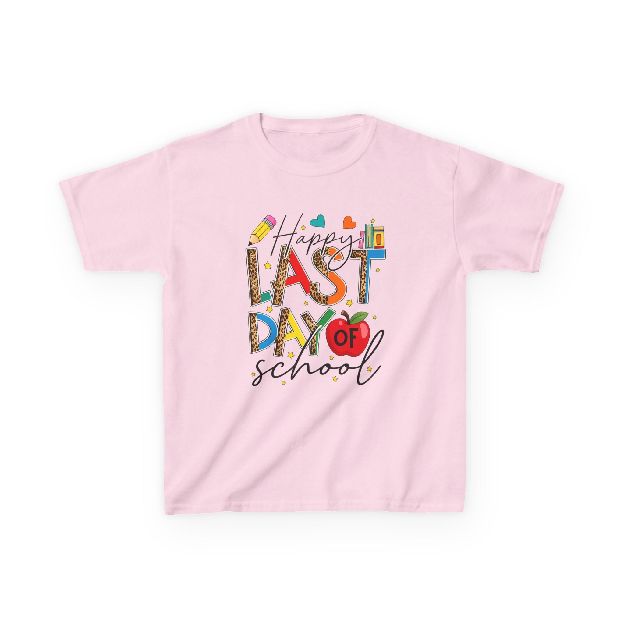 Last Day of School Kids T-Shirt – Happy Last Day of School Tee with Colorful School Icons