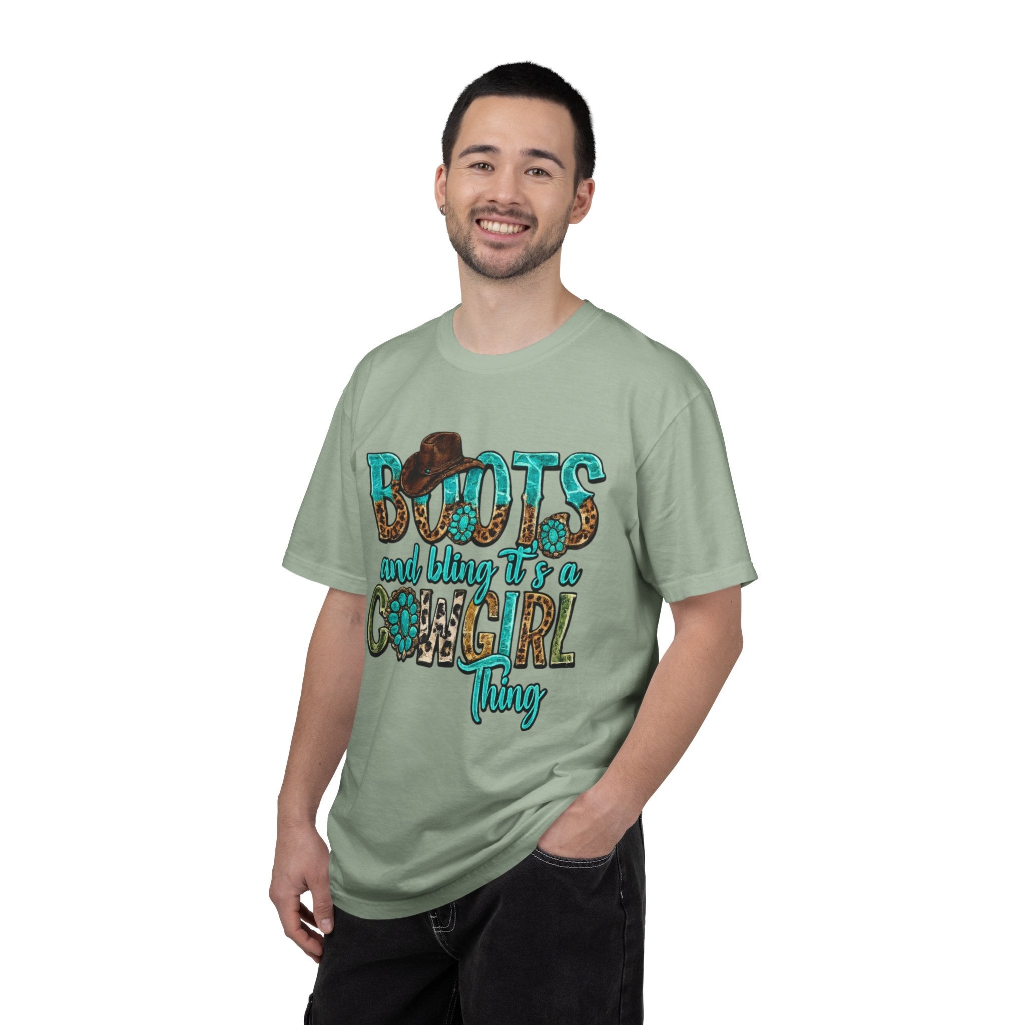 Cowgirl Boots Graphic T-Shirt — "Boots and Bling It's a Cowgirl Thing"