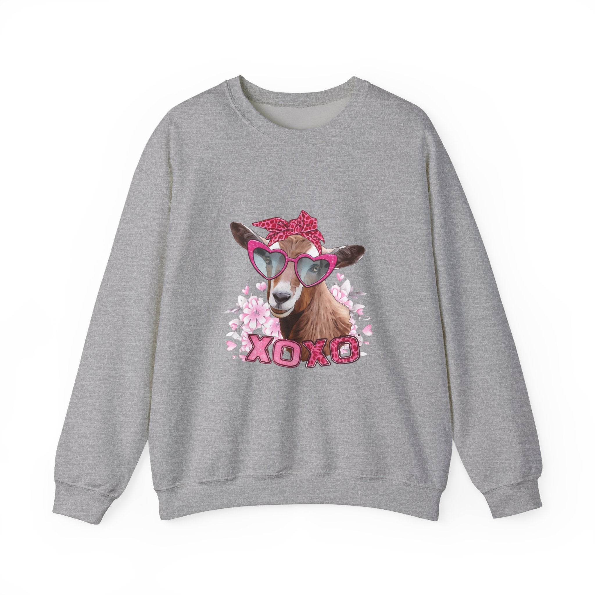 Goat with Heart Sunglasses Sweatshirt - 'XOXO' Cute Valentine Crewneck