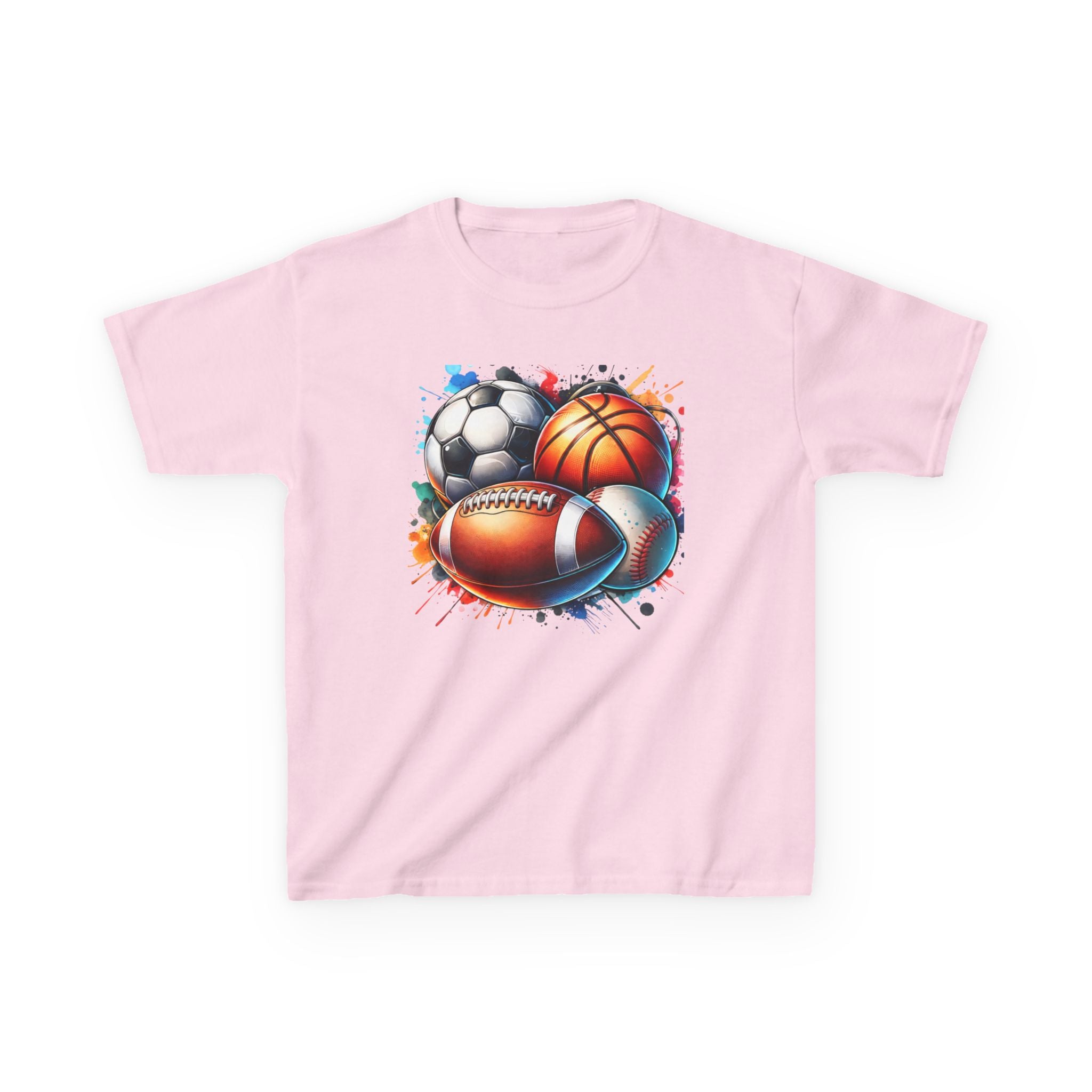 Kids Multi-Sport Splash T-Shirt — Soccer, Basketball & Football Graphic