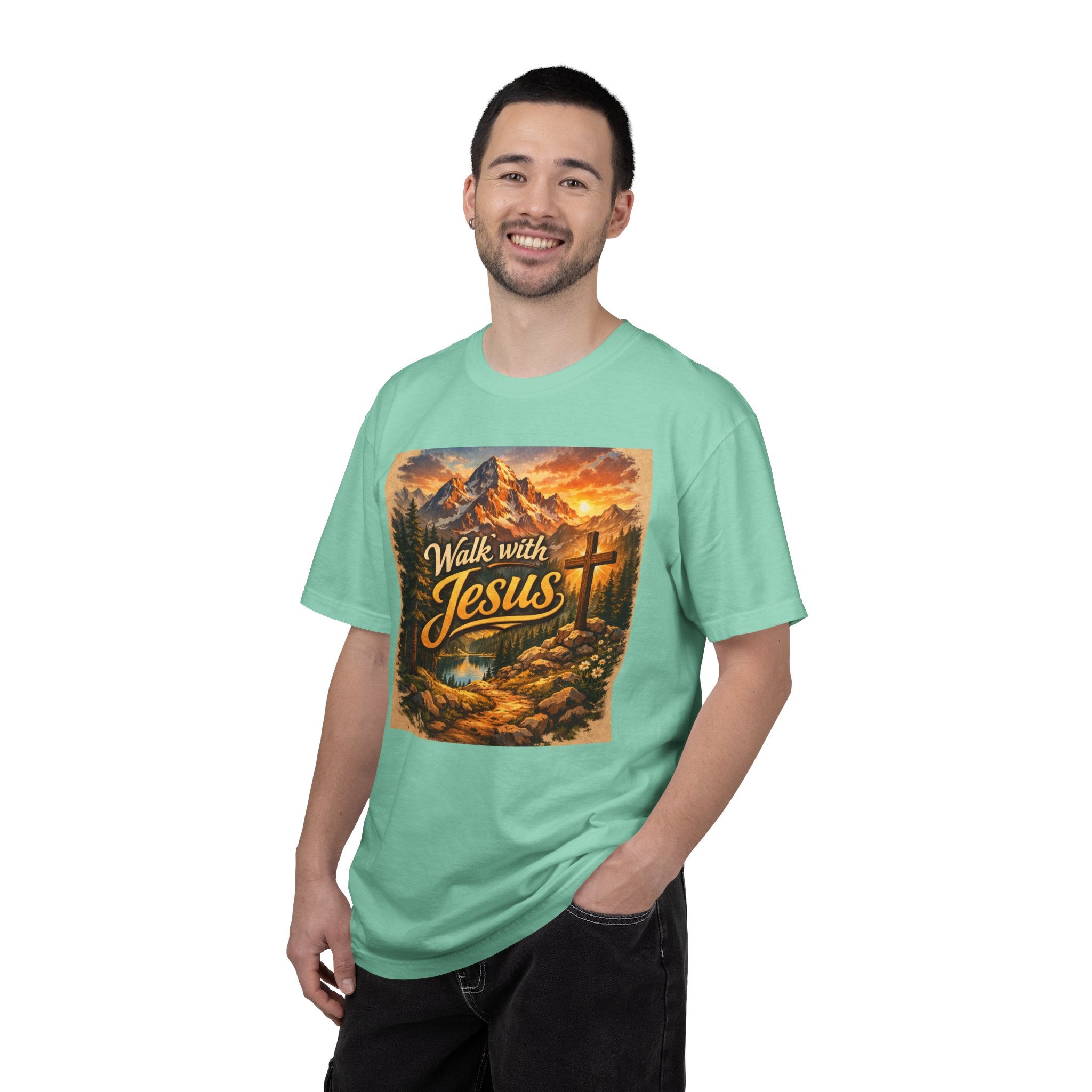 Walk with Jesus T-Shirt — Christian Faith Mountain Cross Tee