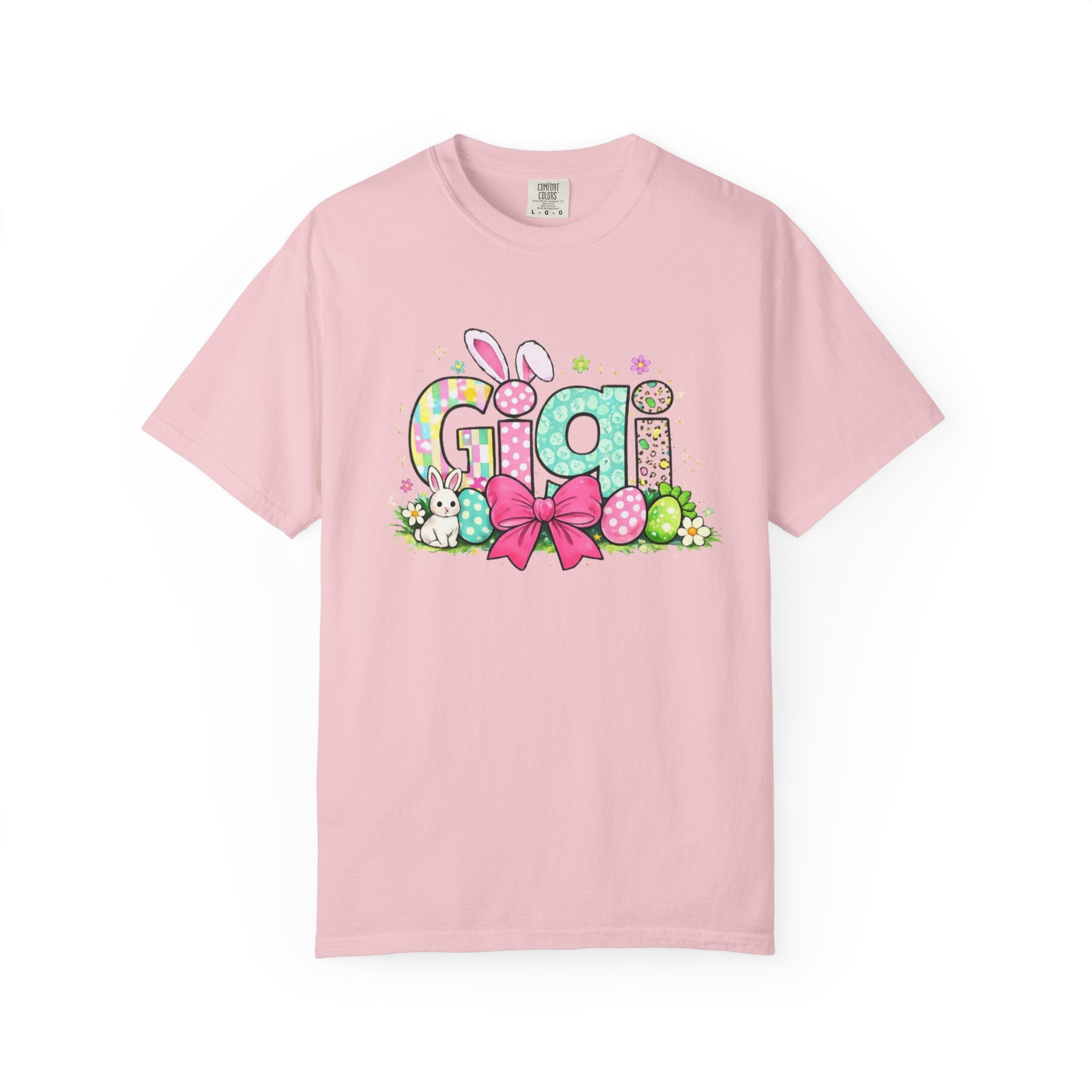 Easter Gigi T-Shirt — Pastel Bunny & Eggs Graphic Tee