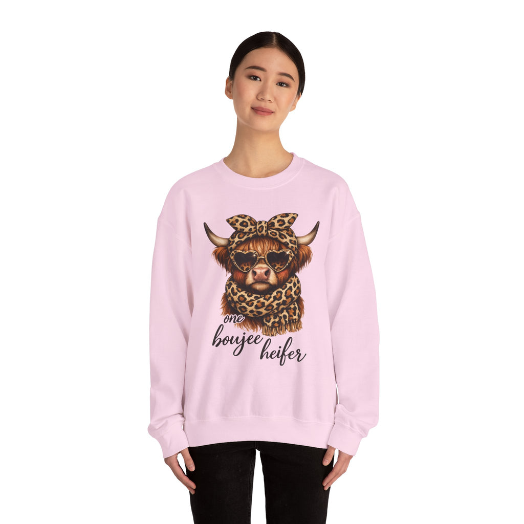 Boujee Heifer Leopard Cow Sweatshirt