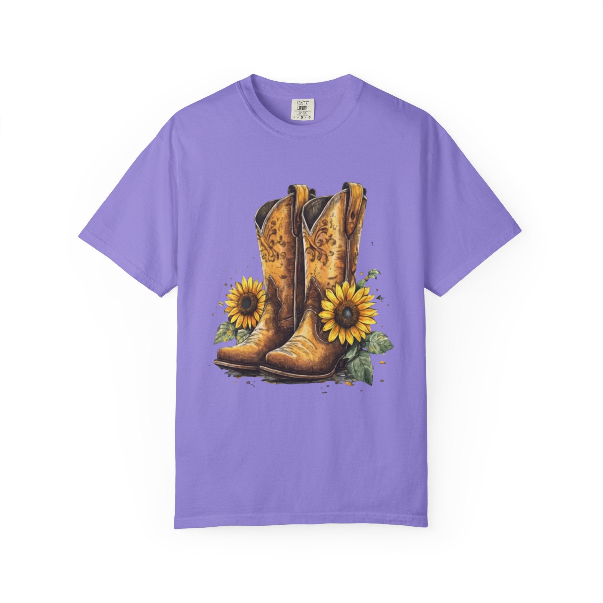 Cowgirl Boots & Sunflowers T-Shirt — Western Floral Graphic Tee