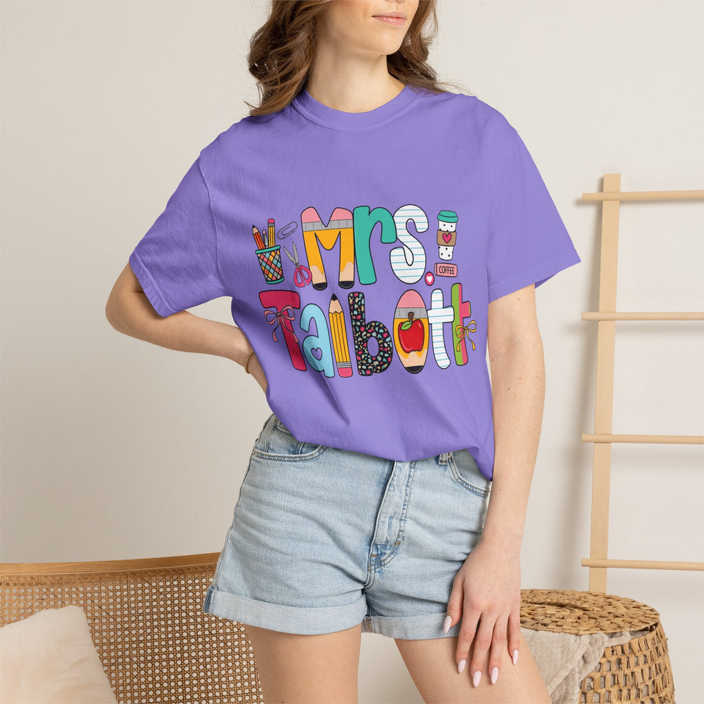 Teacher Name T‑Shirt — "Mrs. Talbott" Cute Classroom Doodle Design