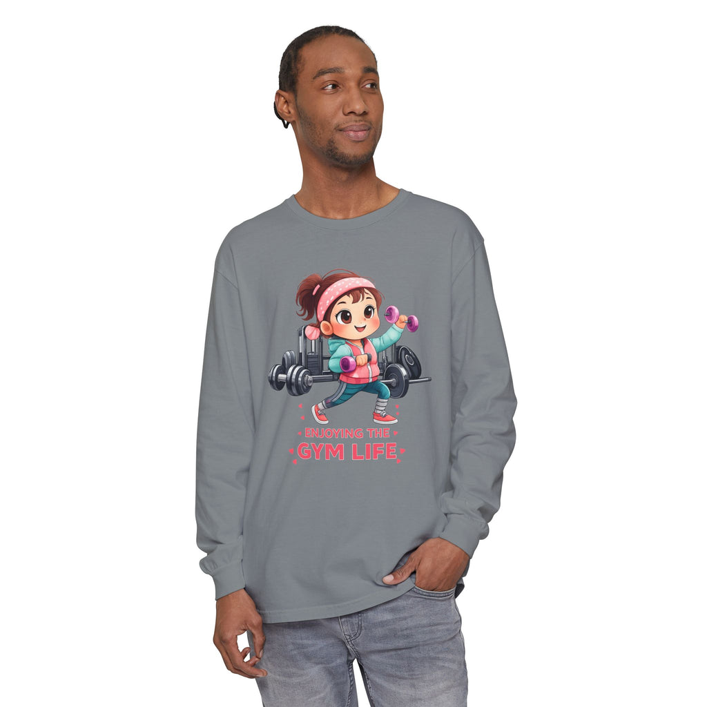 Gym Life Long Sleeve Tee — Cute Girl Weightlifting Fitness Shirt