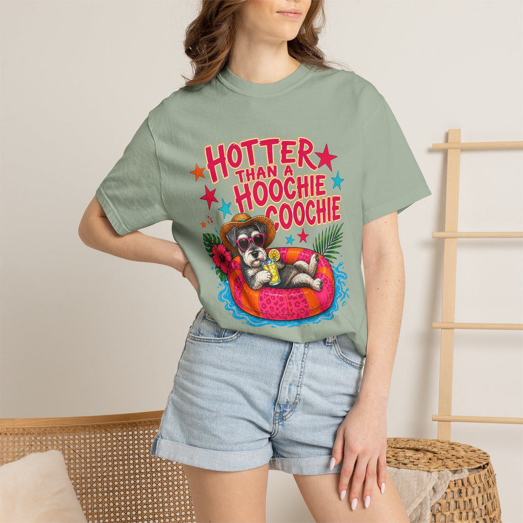 Graphic T-Shirt — "Hotter Than a Hoochie Coochie" Summer Pool Cat Tee