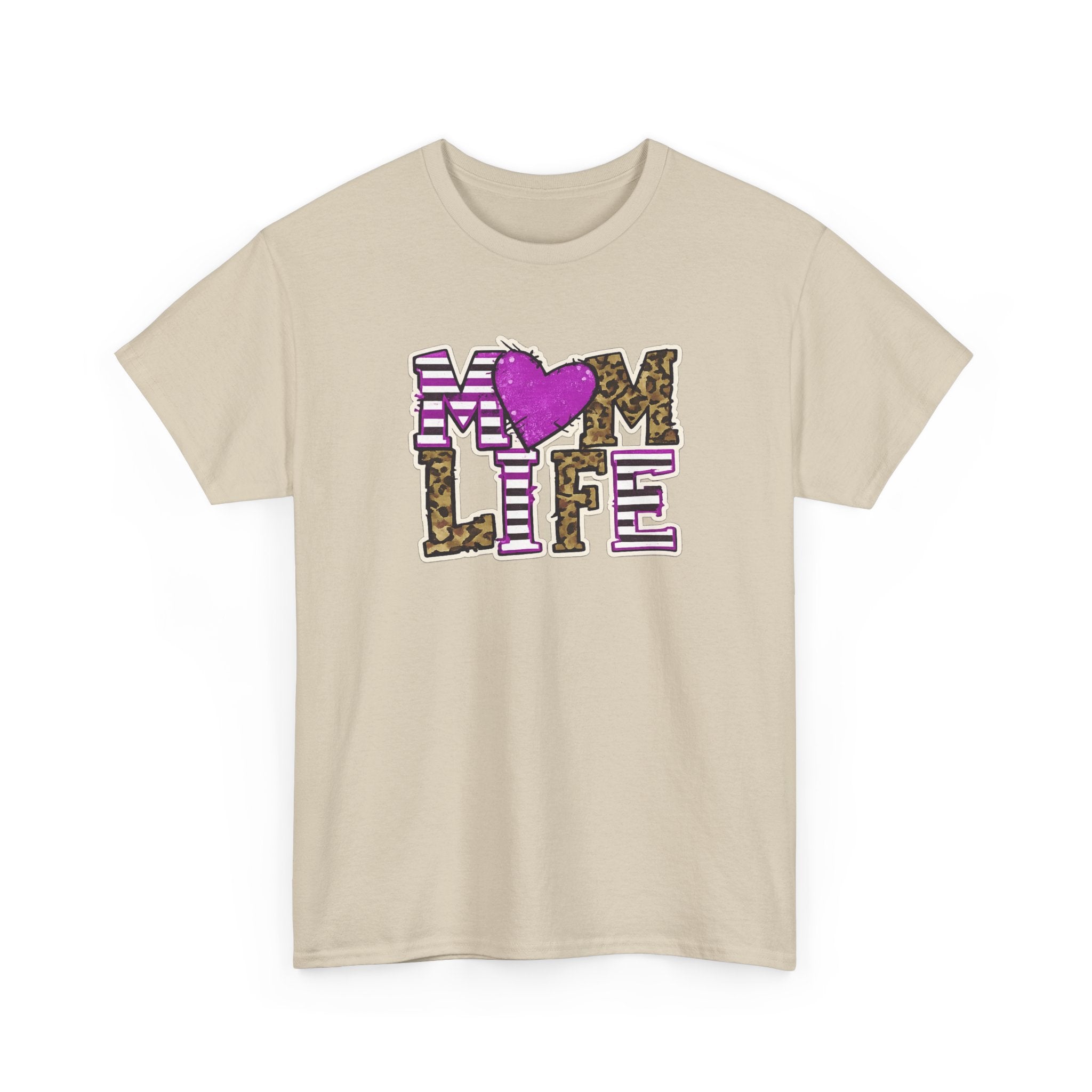 Mom Life T-Shirt — Leopard & Pink Heart Graphic Tee for Moms (Mother's Day Gift)
