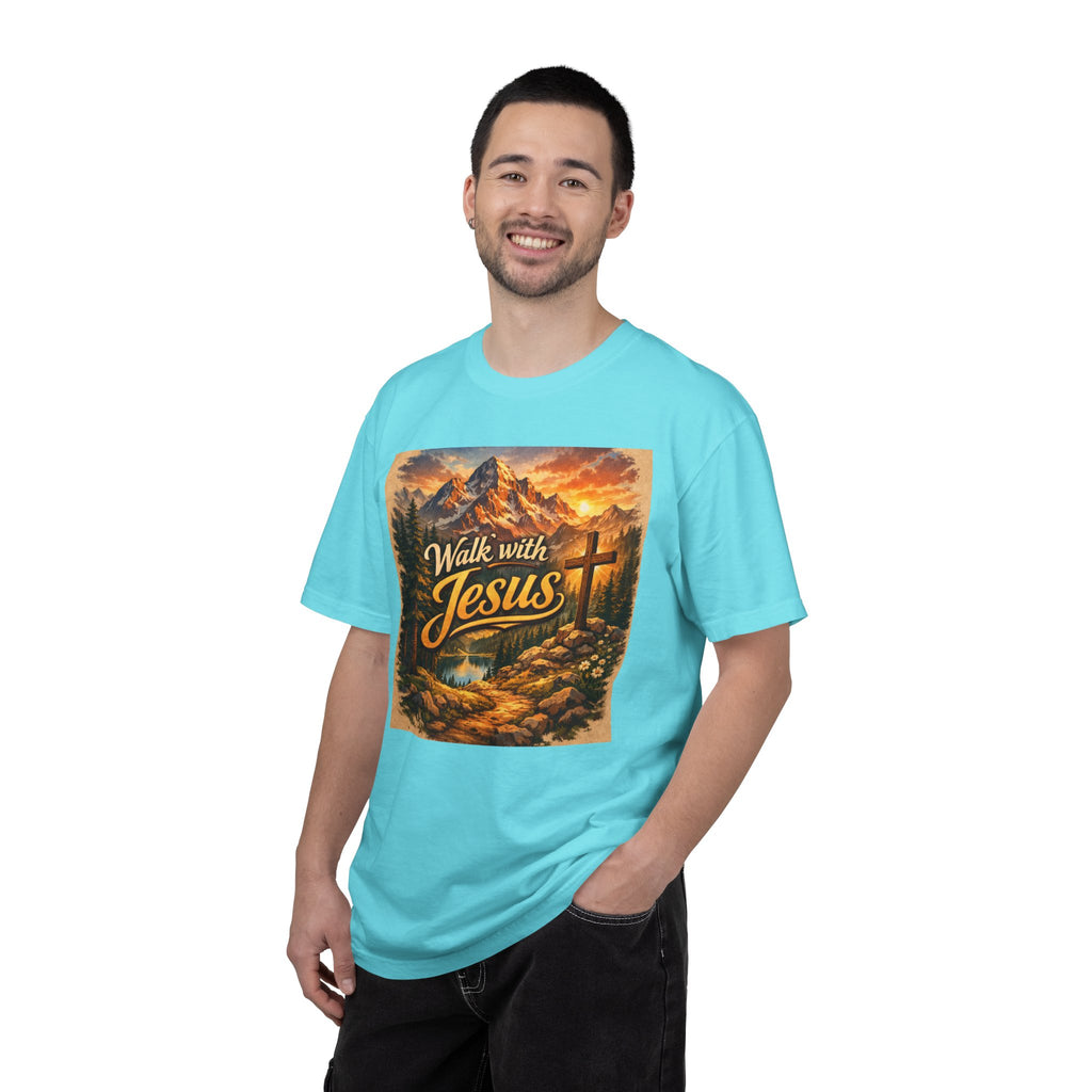 Walk with Jesus T-Shirt — Christian Faith Mountain Cross Tee