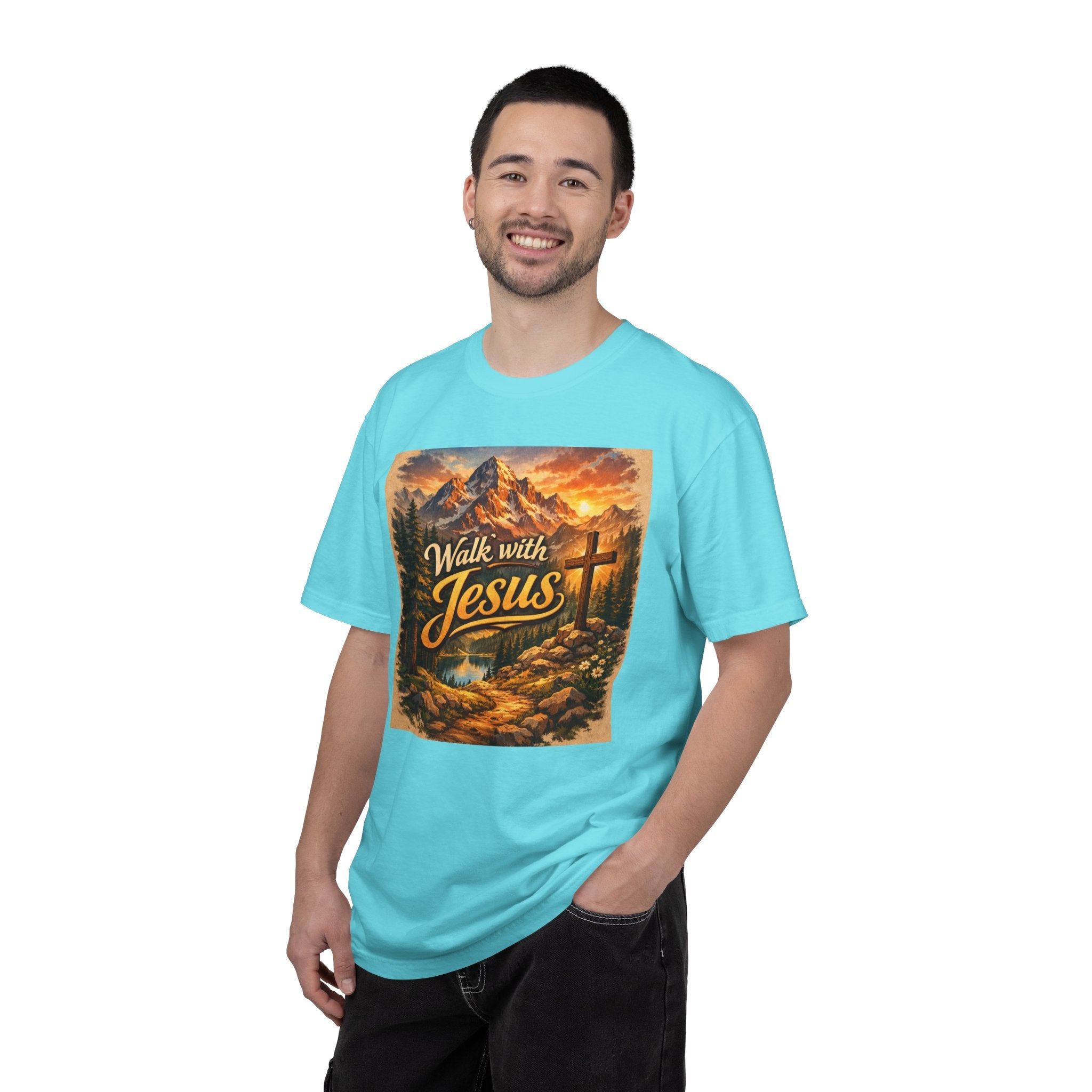 Walk with Jesus T-Shirt — Christian Faith Mountain Cross Tee