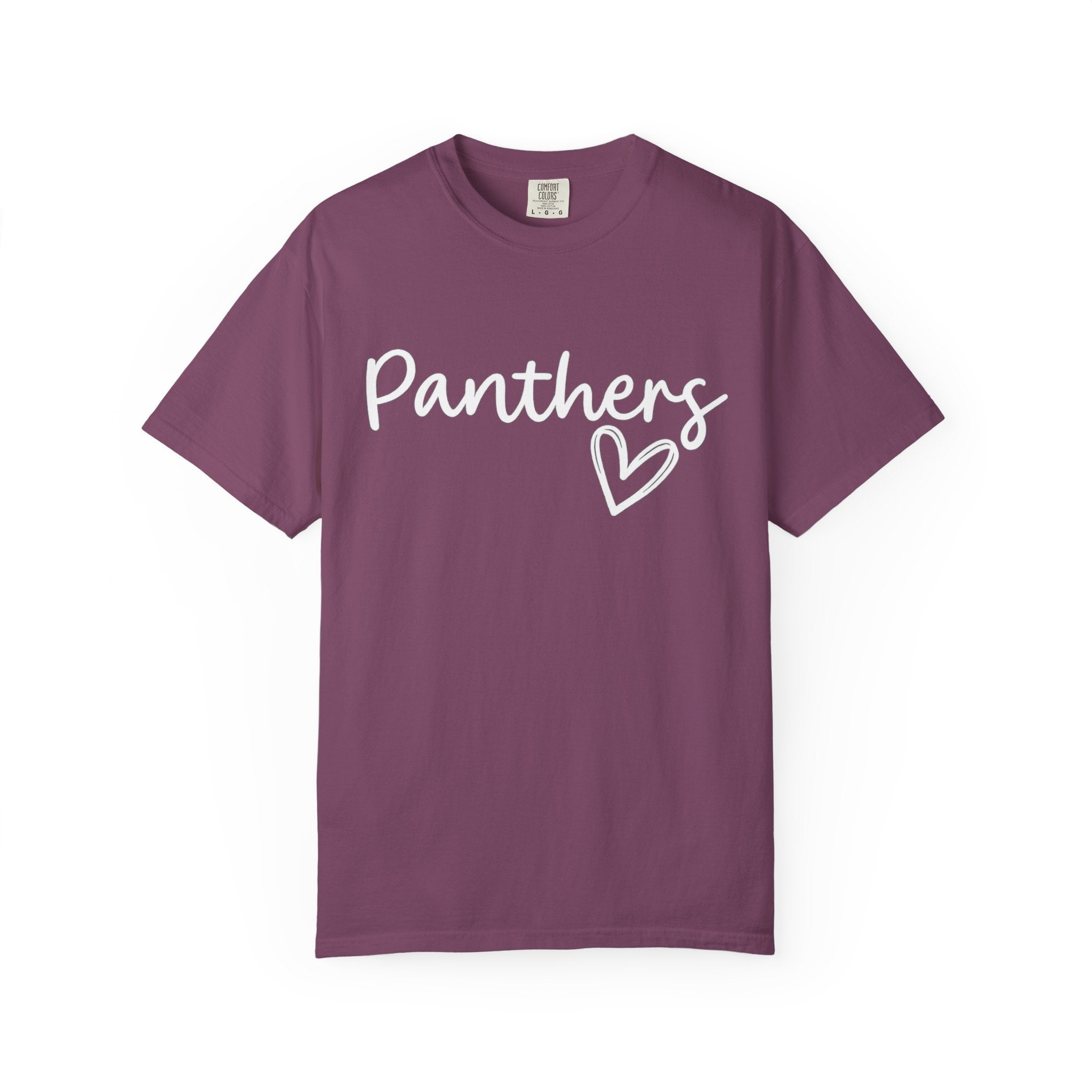Panthers Heart T-Shirt — Cute Script School Spirit Tee