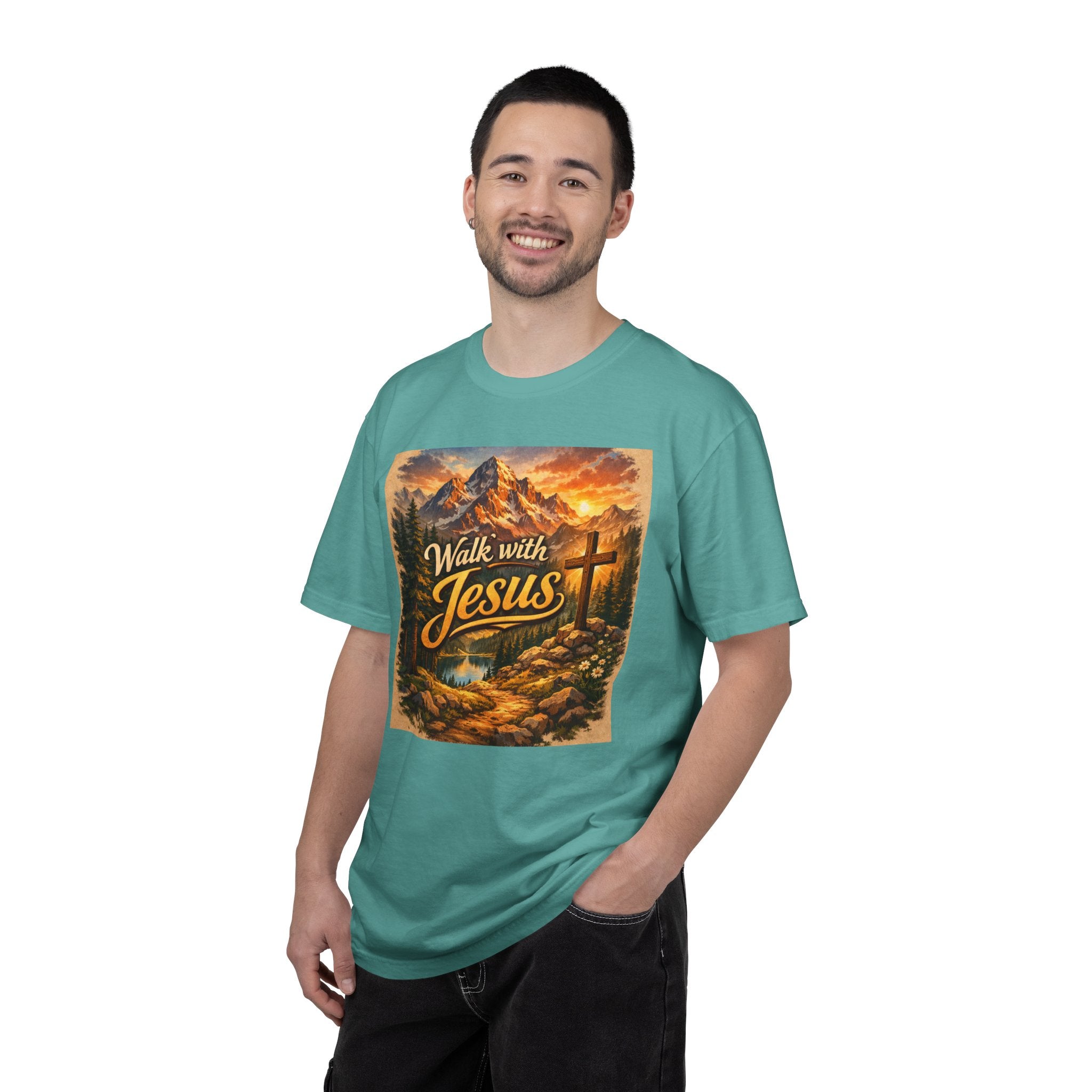 Walk with Jesus T-Shirt — Christian Faith Mountain Cross Tee