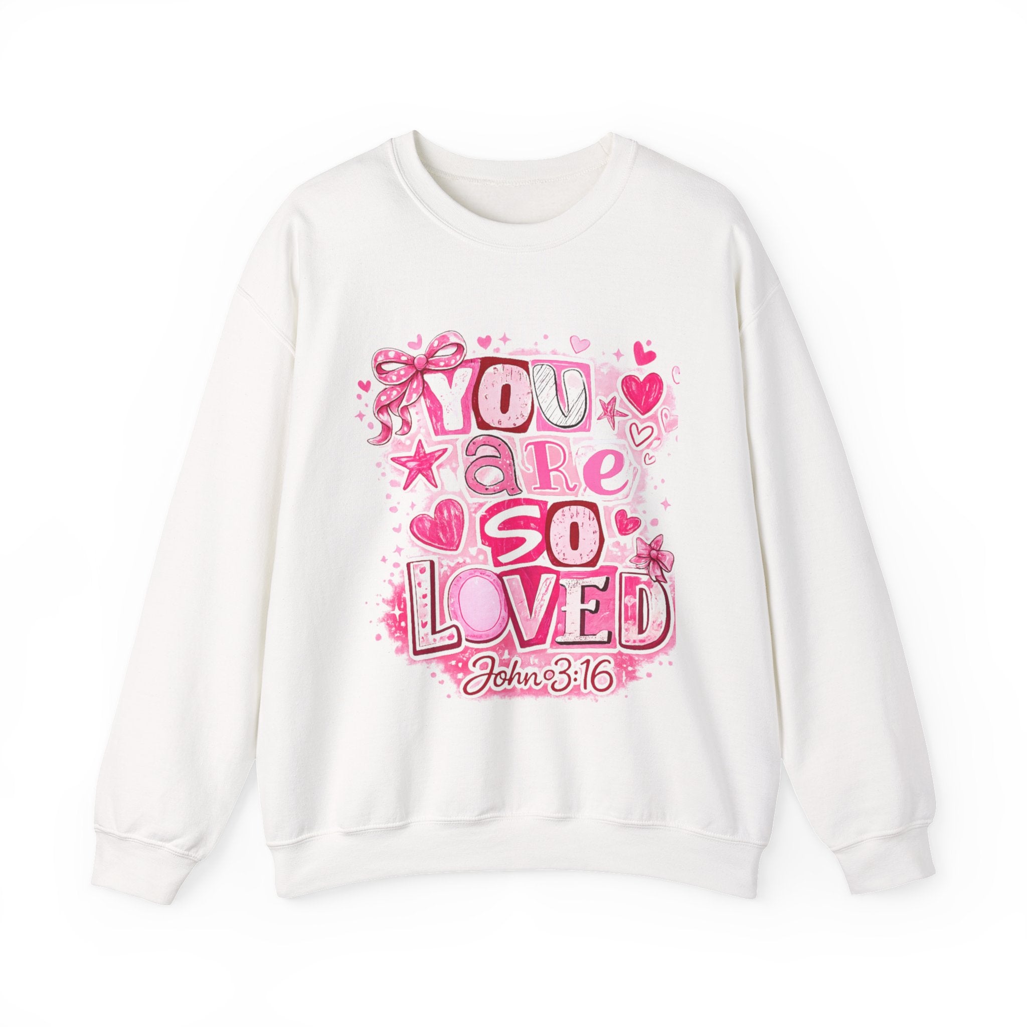 Crewneck Sweatshirt — "You Are So Loved" Christian Heart Design (John 3:16)