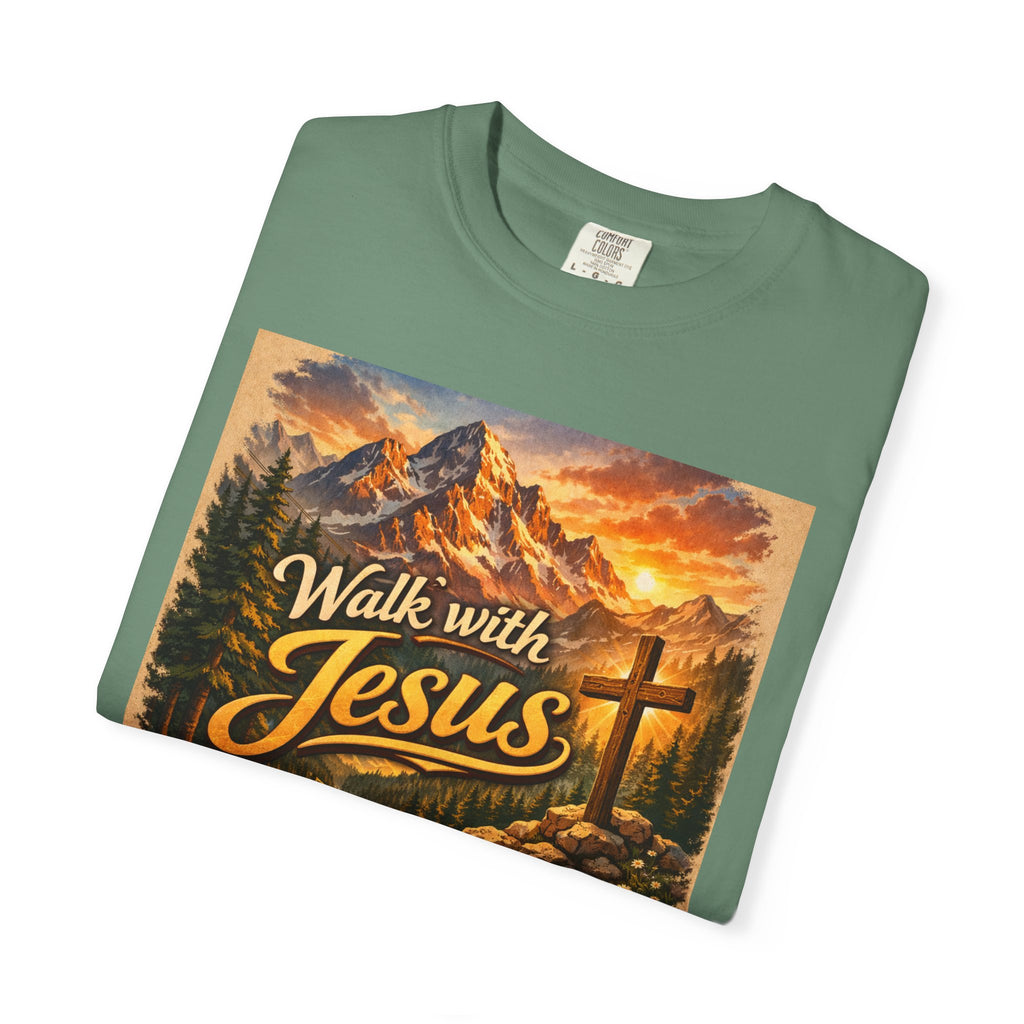 Walk with Jesus T-Shirt — Christian Faith Mountain Cross Tee