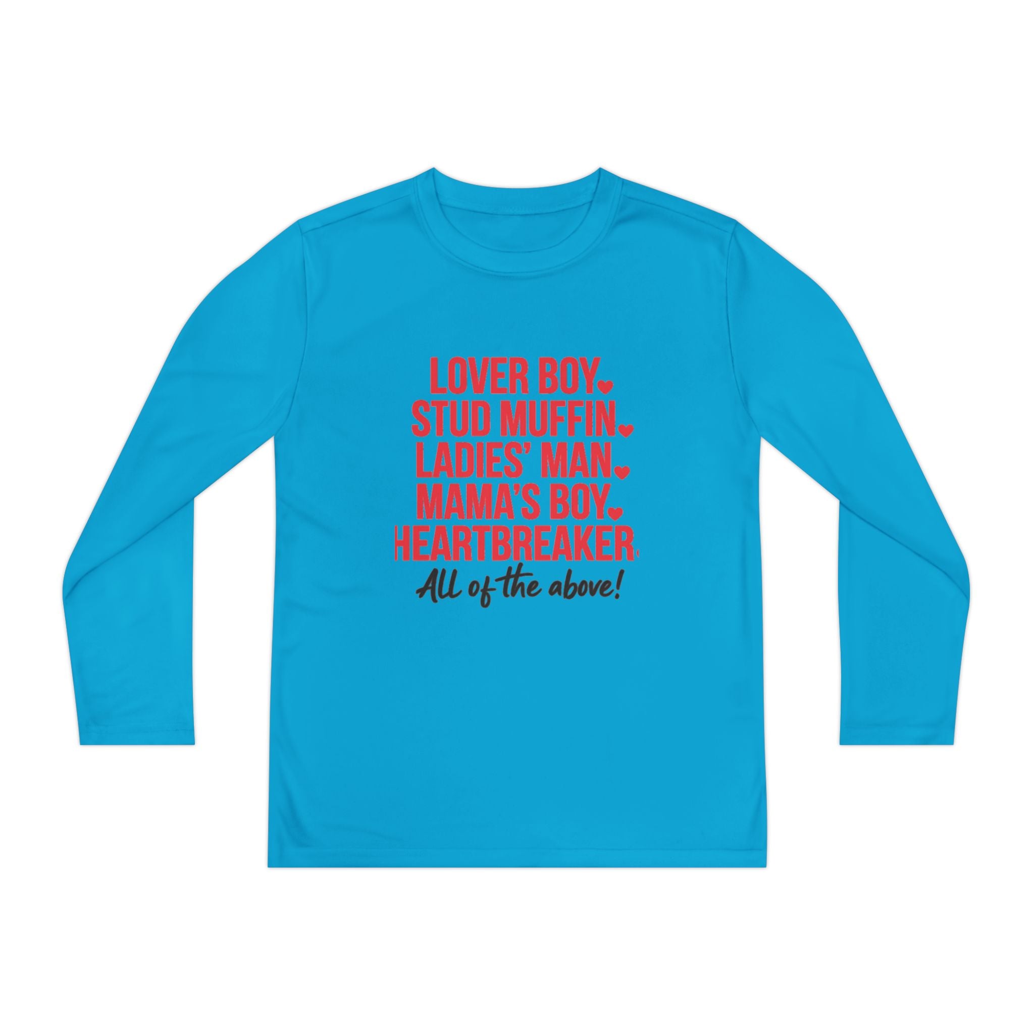 Youth Long Sleeve Tee - "Lover Boy, Stud Muffin...All of the Above!" Graphic