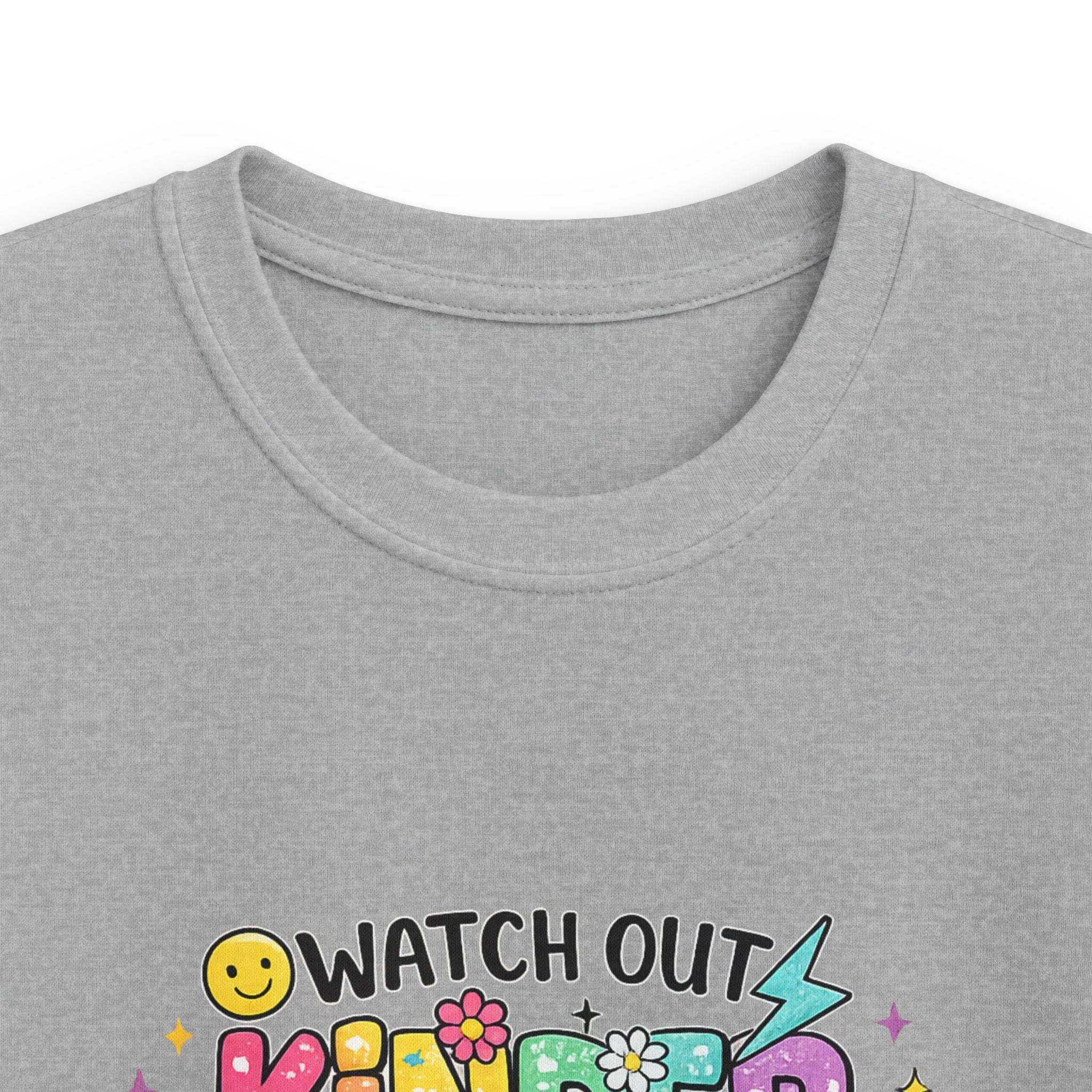 Kindergarten Here I Come Kids T‑Shirt — "Watch Out Kindergarten Here I Come" Back‑to‑School Graphic Tee