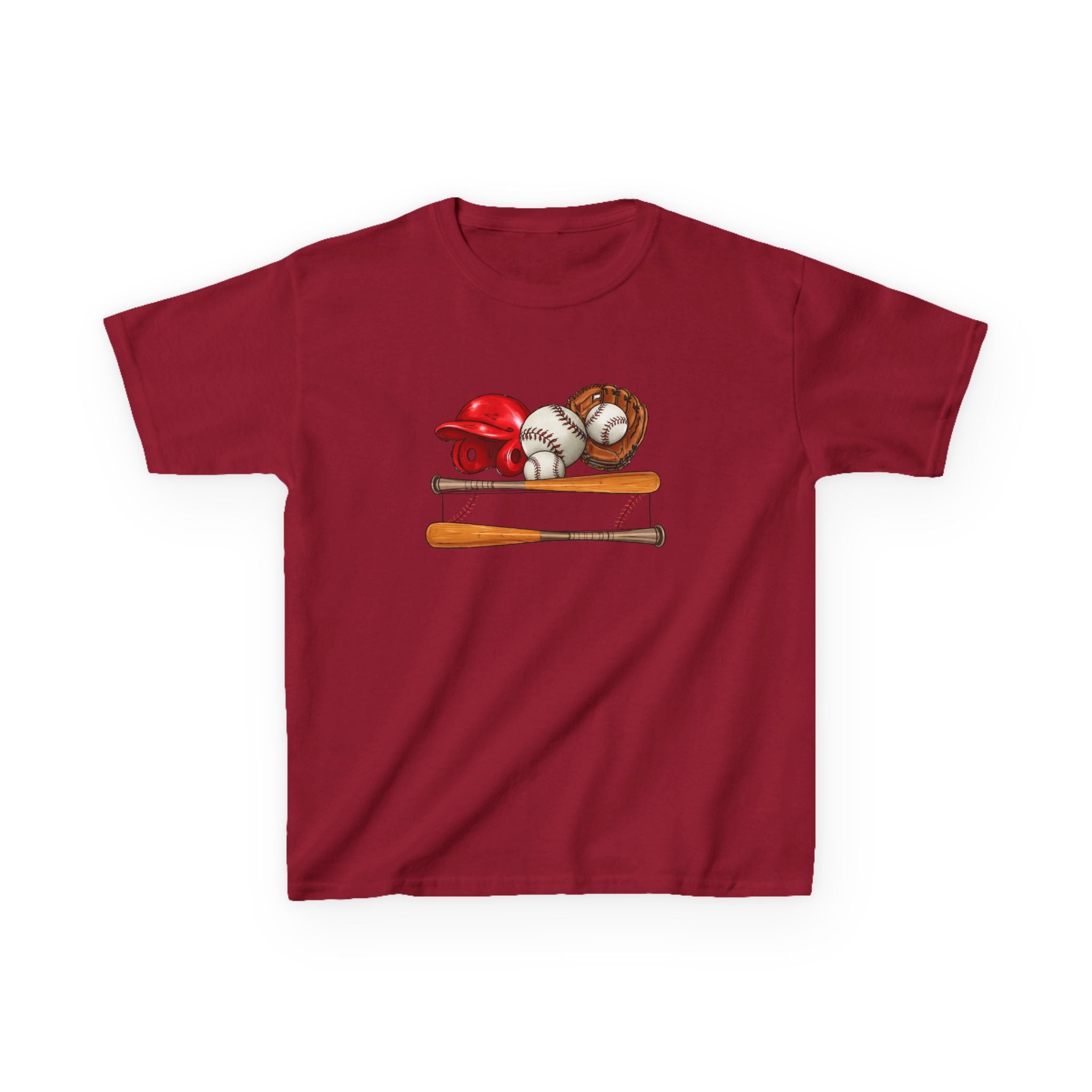 Kids Baseball Gear Tee — Helmet, Glove & Bats Youth T-Shirt