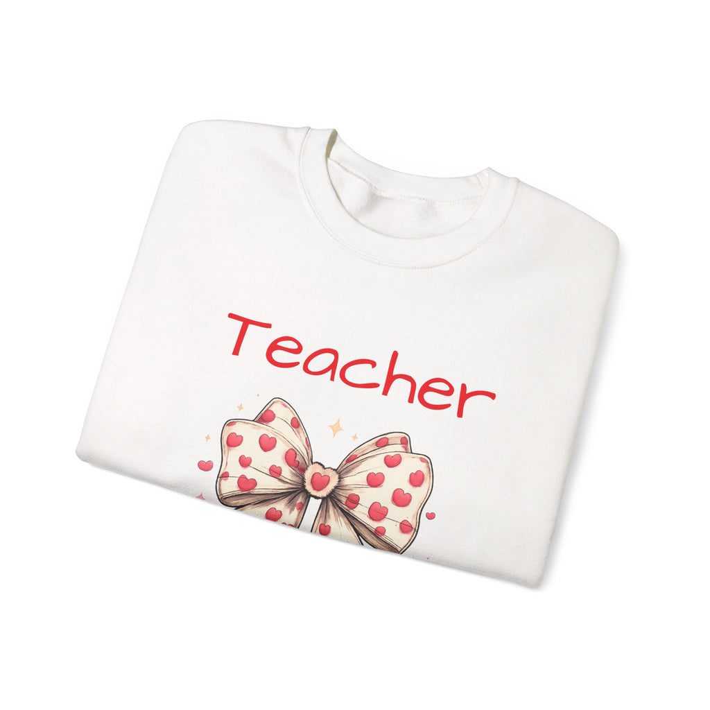 Teacher Bow Sweatshirt - Cute Heart Print Teacher Crewneck