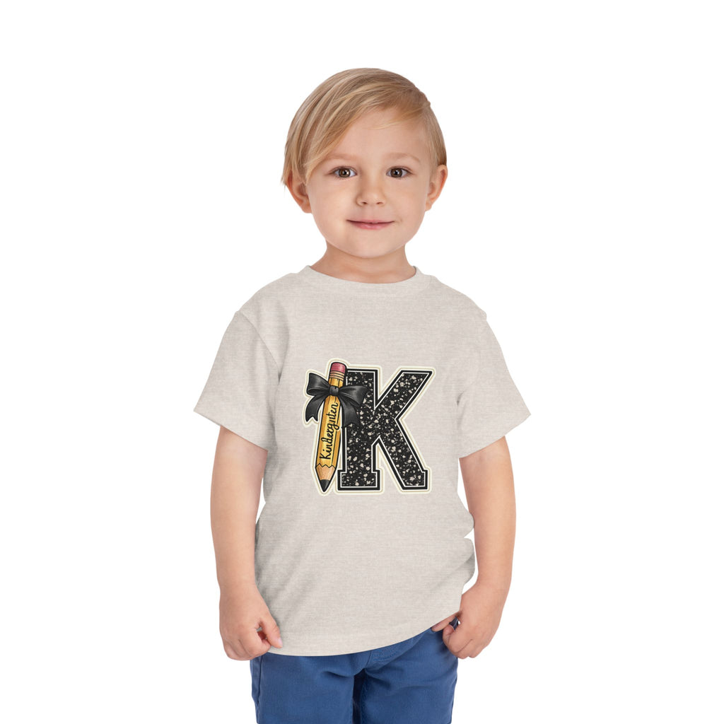 Kids' Letter K Pencil Tee — Monogram Toddler Short Sleeve Shirt