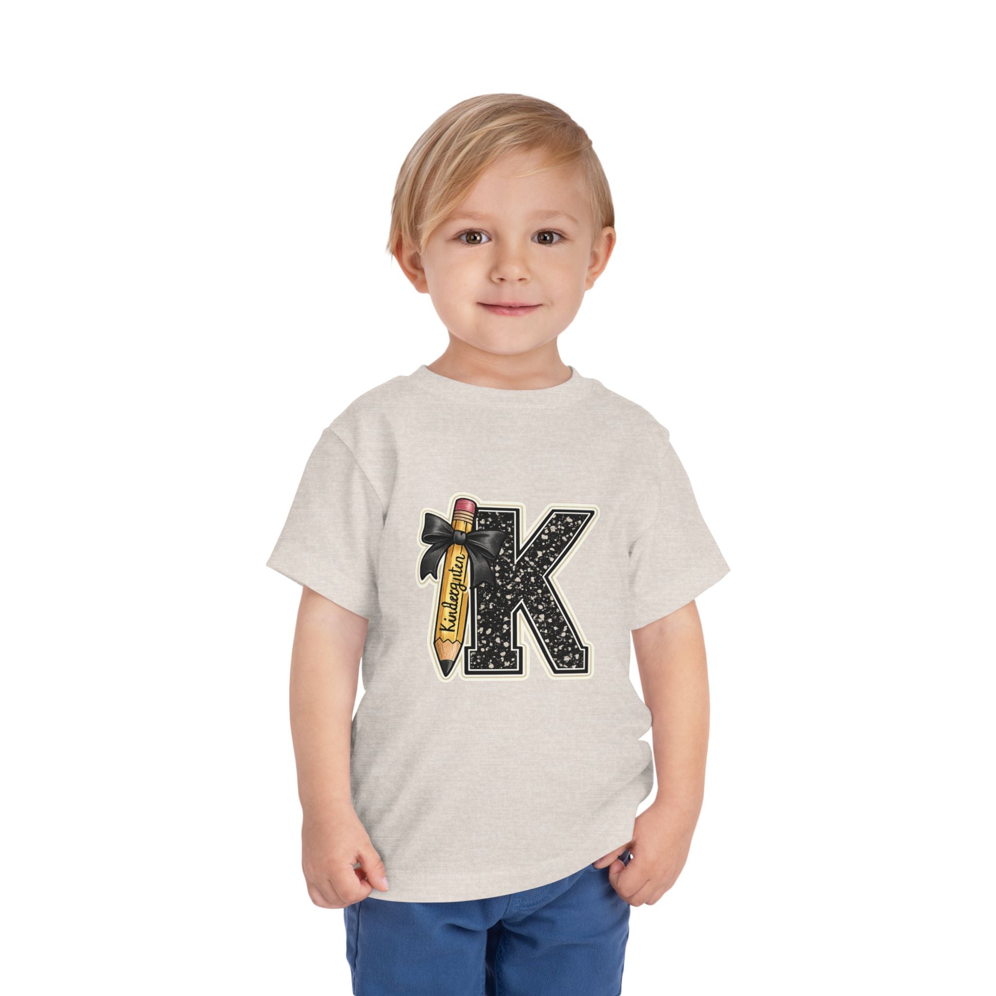 Kids' Letter K Pencil Tee — Monogram Toddler Short Sleeve Shirt