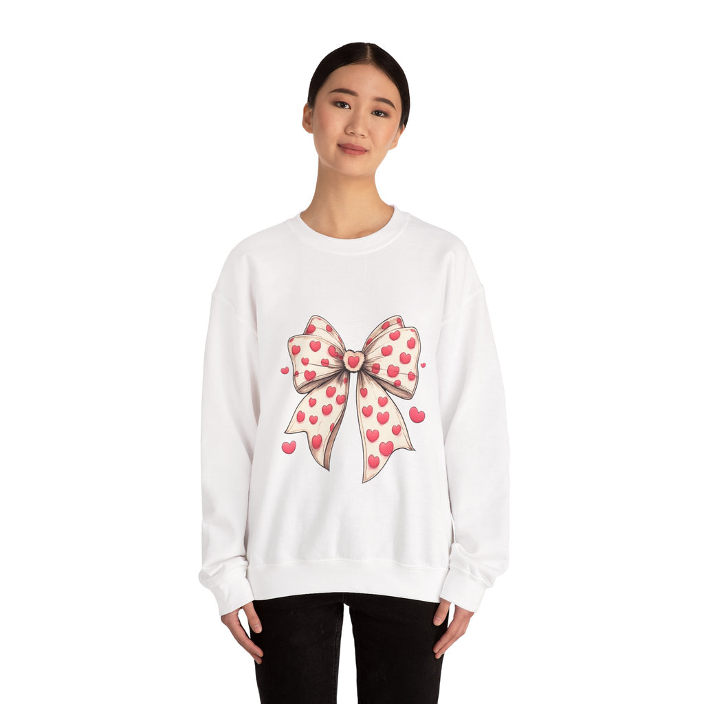 Heart Bow Crewneck Sweatshirt – Cute Valentine’s Day Pullover
