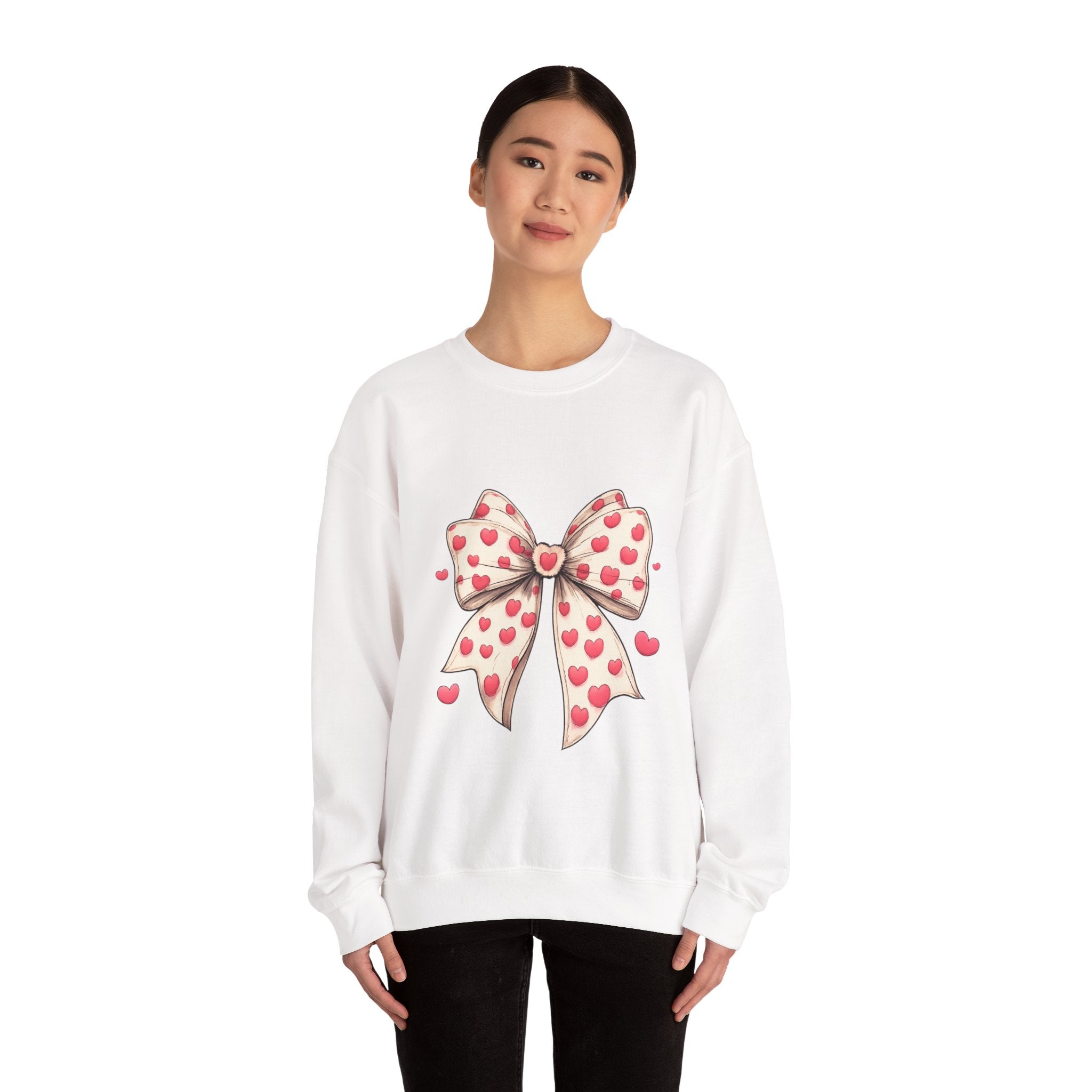 Heart Bow Crewneck Sweatshirt – Cute Valentine’s Day Pullover