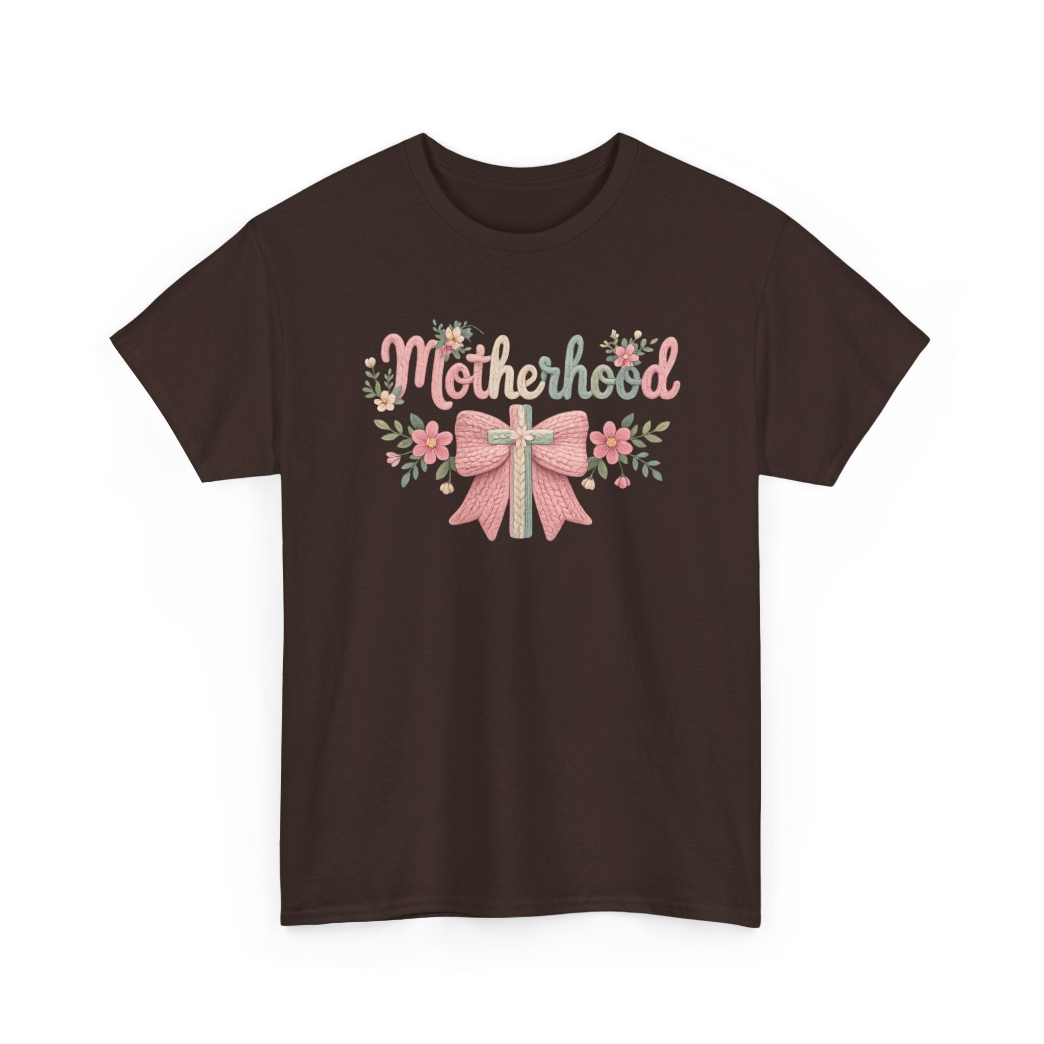 Motherhood Floral Tee — Pink Bow Mom Shirt for Mother's Day