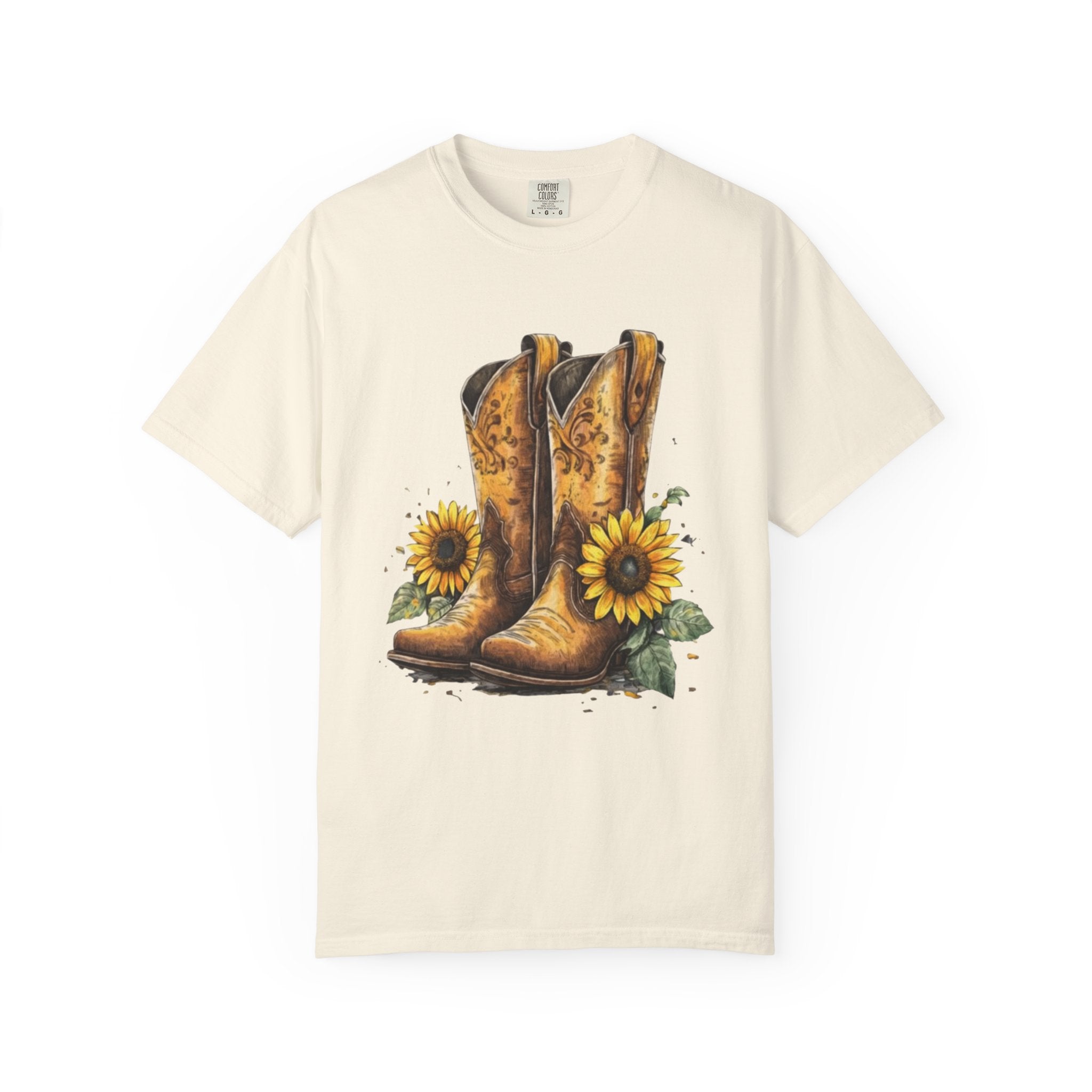 Cowgirl Boots & Sunflowers T-Shirt — Western Floral Graphic Tee