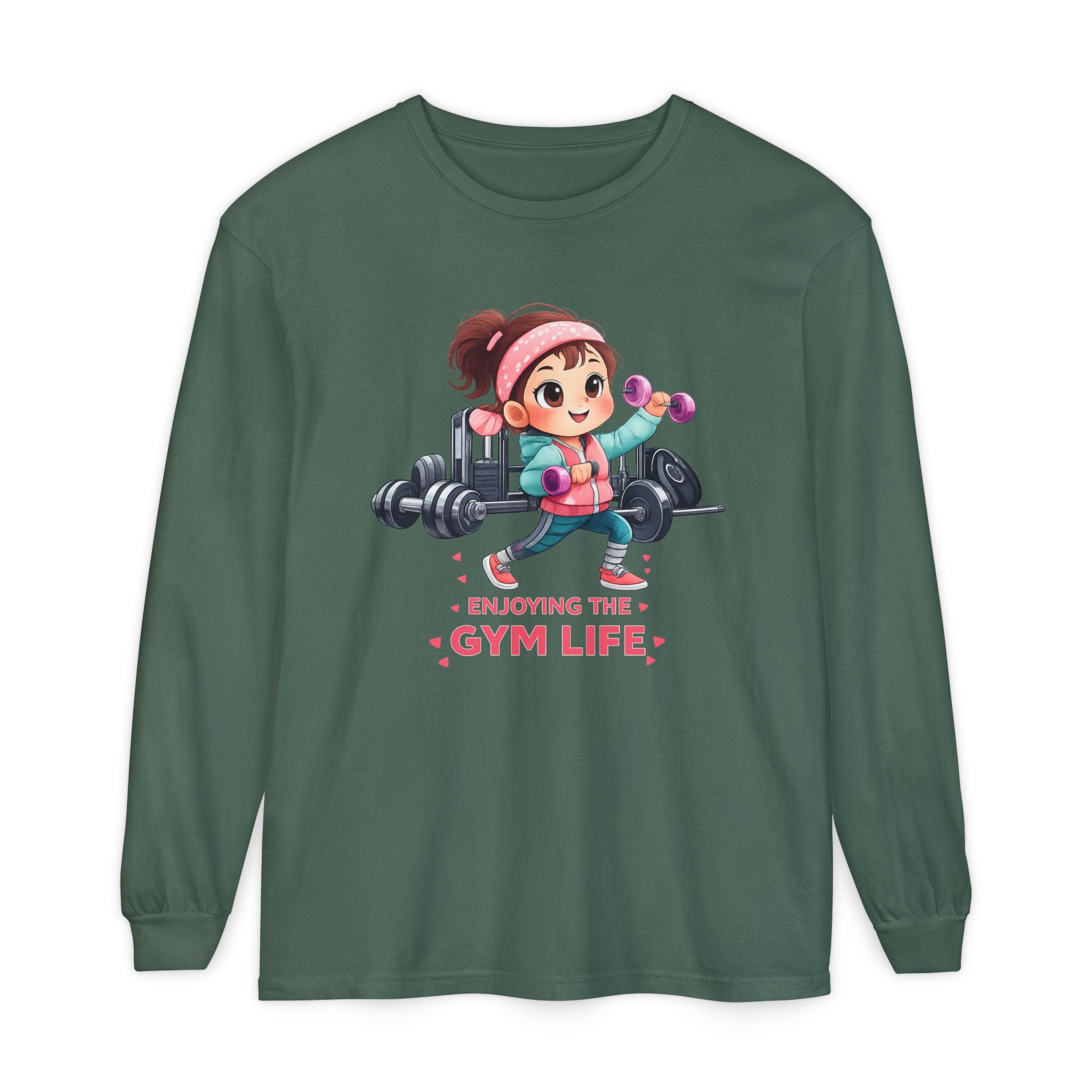 Gym Life Long Sleeve Tee — Cute Girl Weightlifting Fitness Shirt