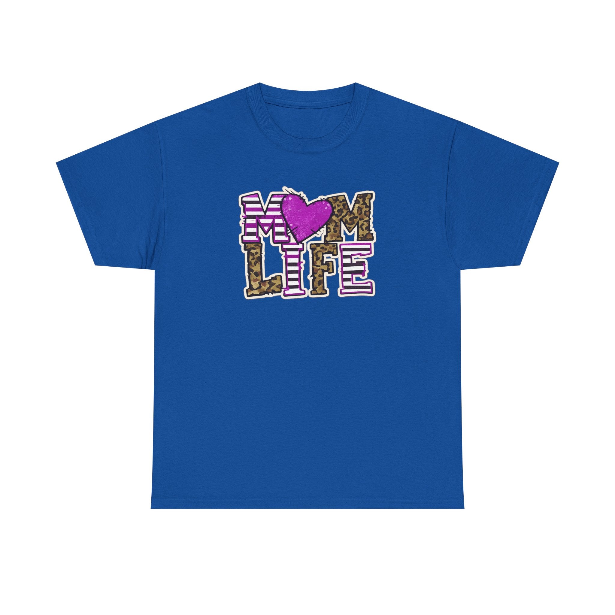 Mom Life T-Shirt — Leopard & Pink Heart Graphic Tee for Moms (Mother's Day Gift)
