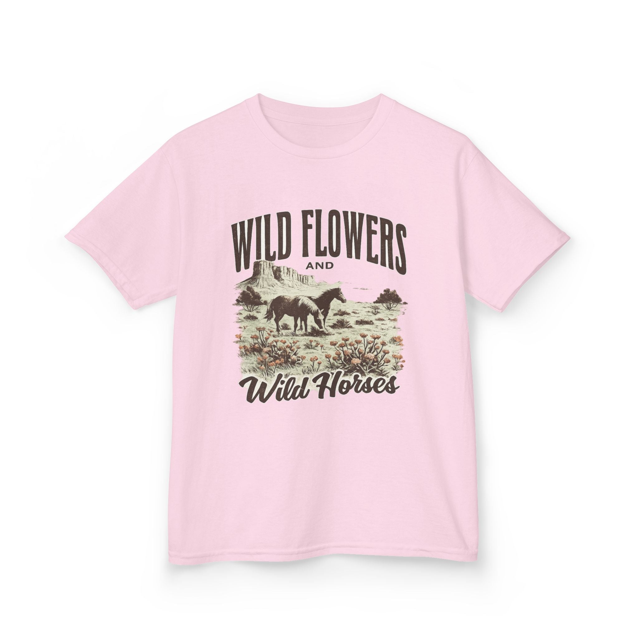 Kids T-Shirt — "Wild Flowers and Wild Horses" Rustic Western Tee