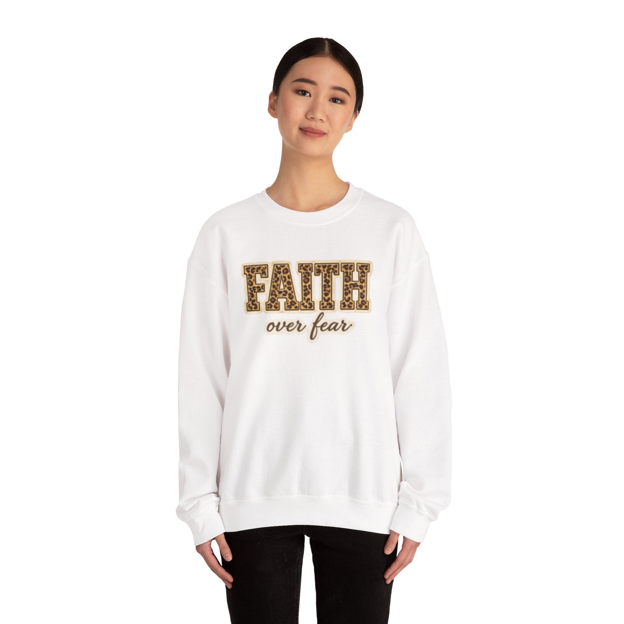 Faith Over Fear Leopard Graphic Sweatshirt