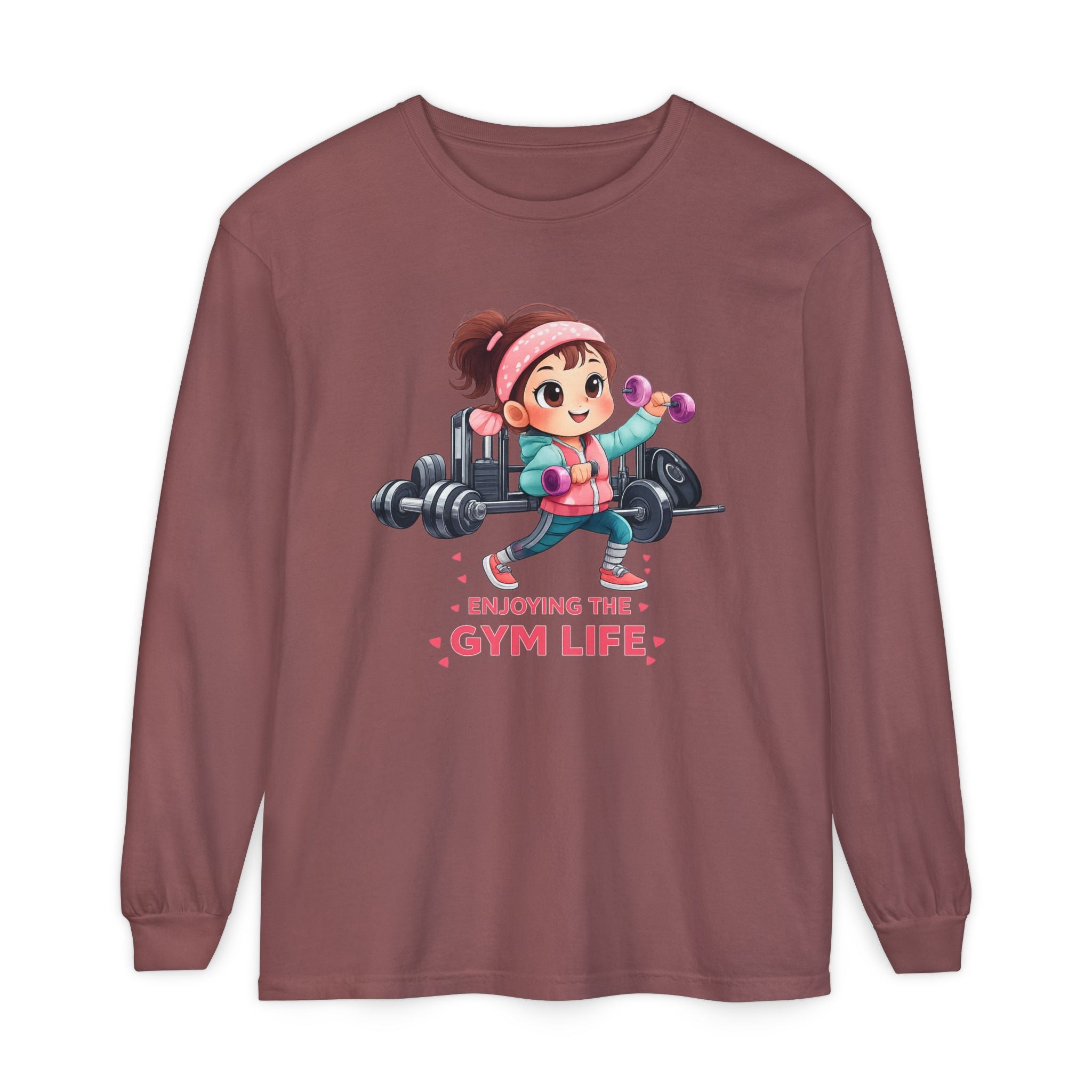 Gym Life Long Sleeve Tee — Cute Girl Weightlifting Fitness Shirt