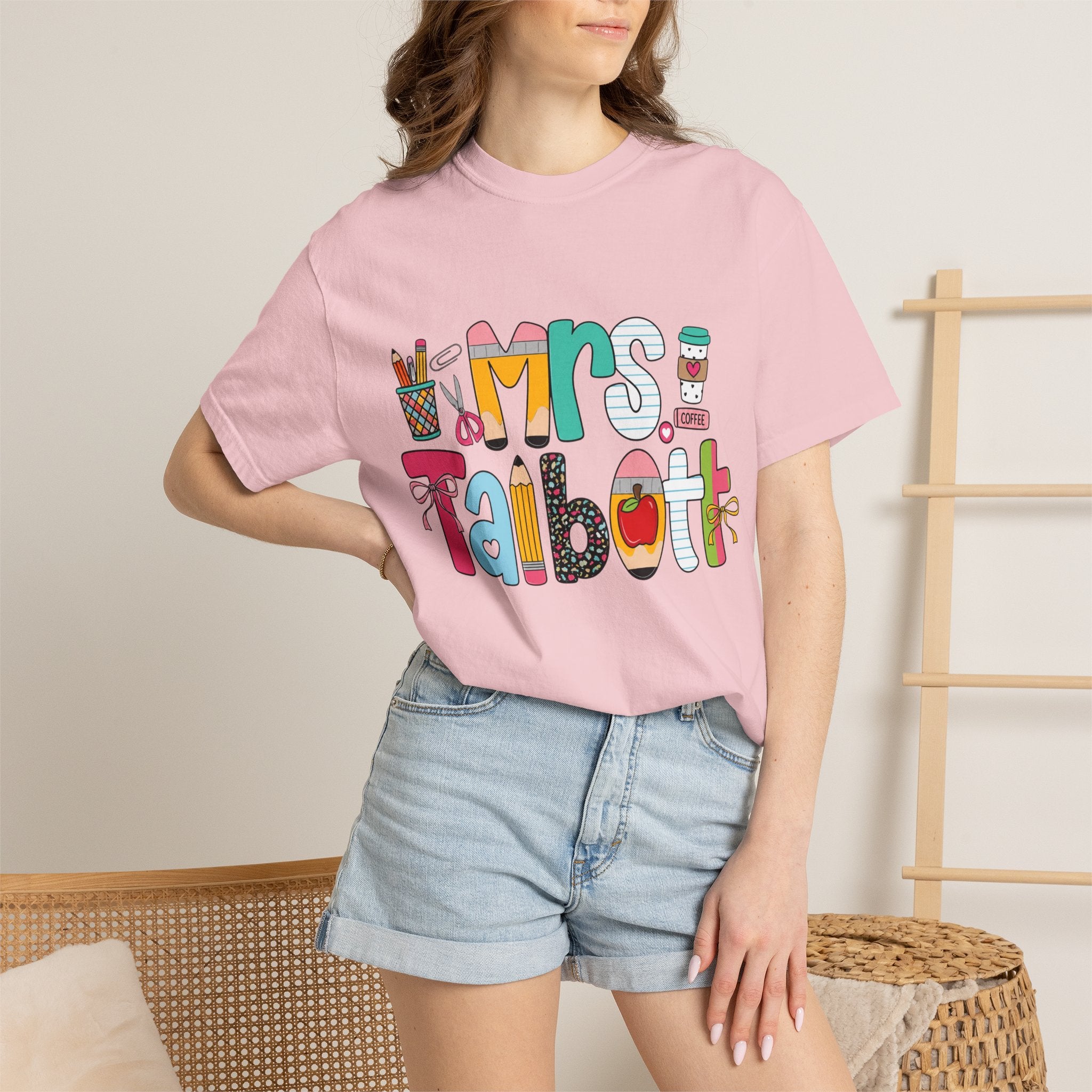 Teacher Name T‑Shirt — "Mrs. Talbott" Cute Classroom Doodle Design