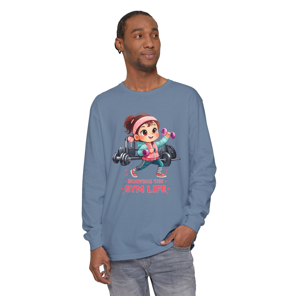 Gym Life Long Sleeve Tee — Cute Girl Weightlifting Fitness Shirt