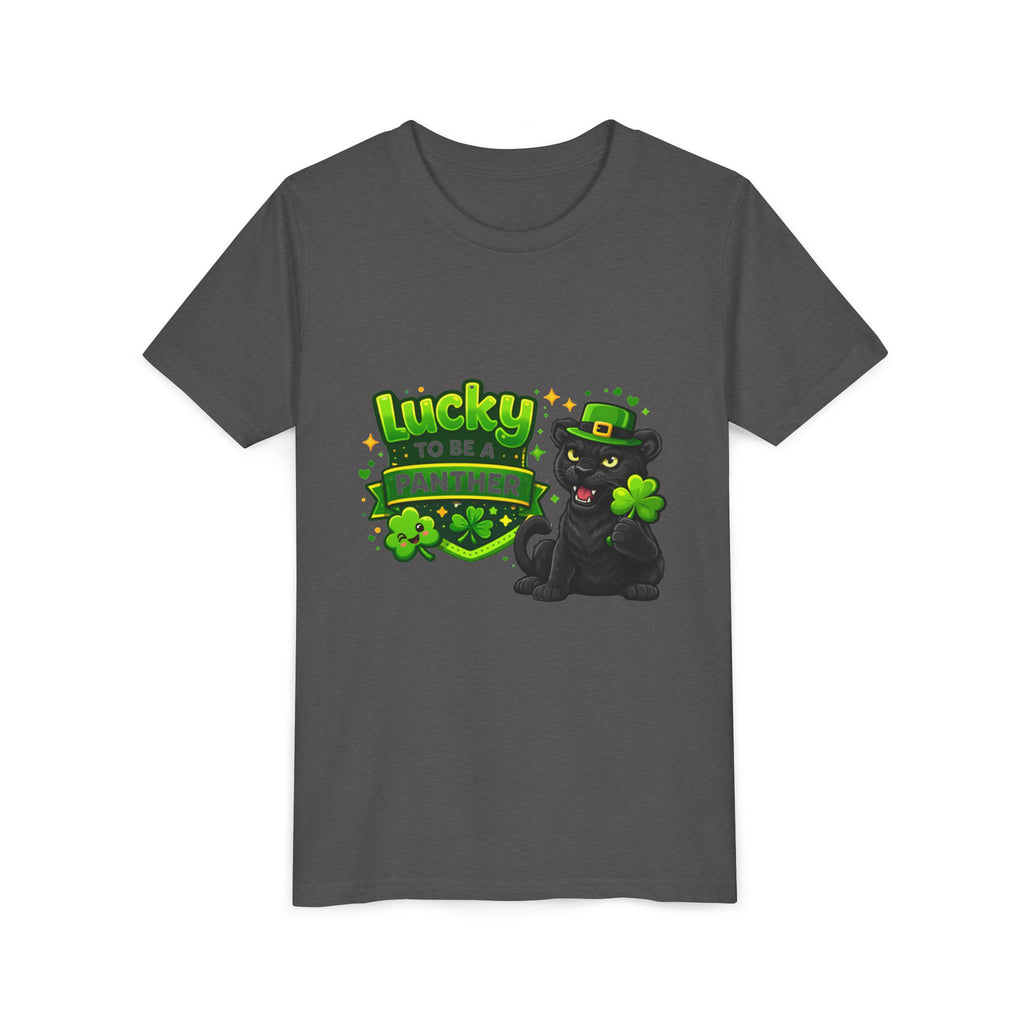 Youth Tee — "Lucky to Be a Panther" St. Patrick's Day Shamrock Tee