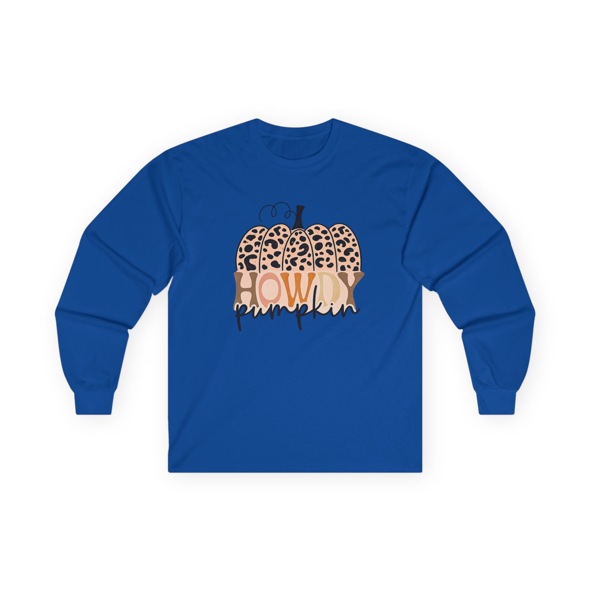 Howdy Pumpkin Long Sleeve Tee — Leopard Print Fall Graphic Shirt
