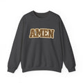 Crewneck Sweatshirt — 'AMEN' Leopard-Print Graphic