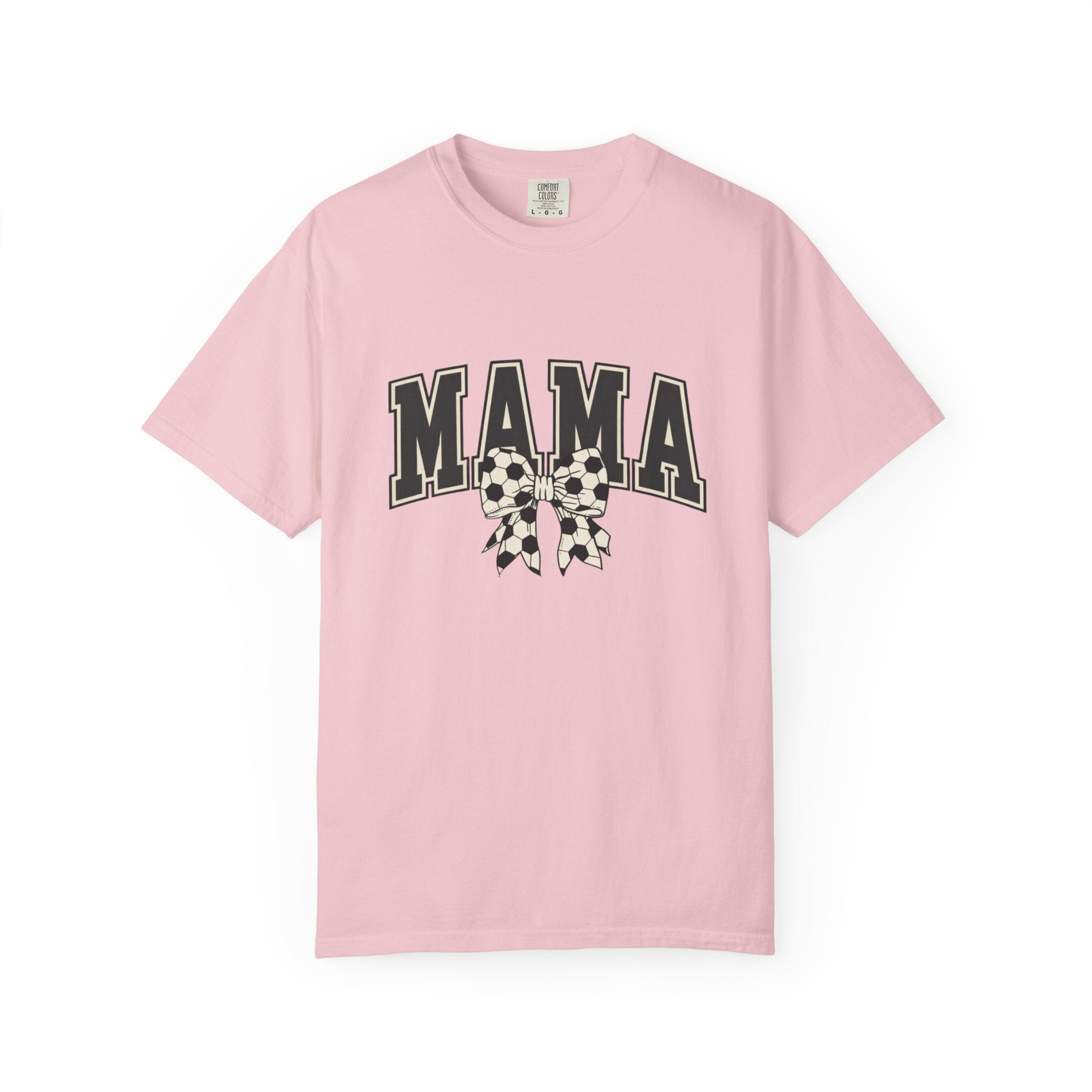 Mama Graphic T-Shirt — Retro Collegiate Letters with Polka Dot Bow