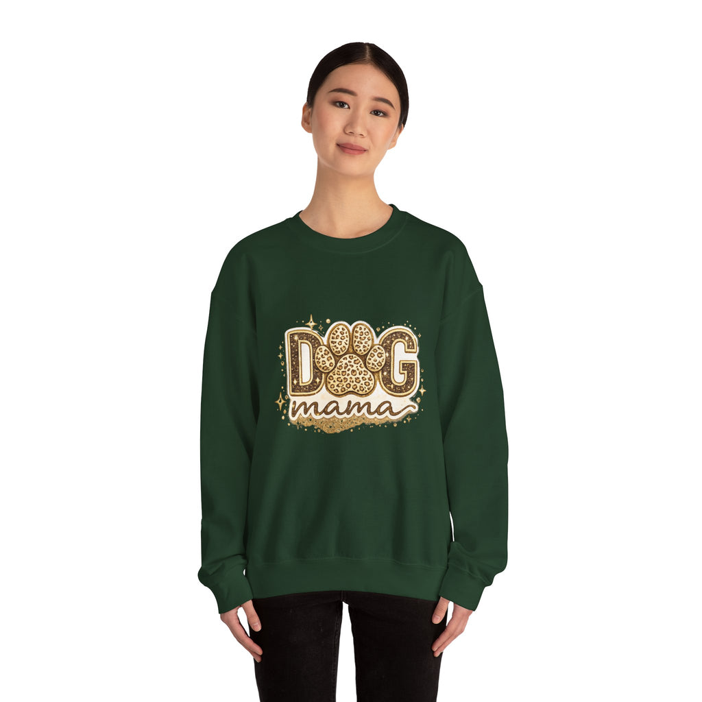 Dog Mama Crewneck Sweatshirt — Leopard Paw Graphic